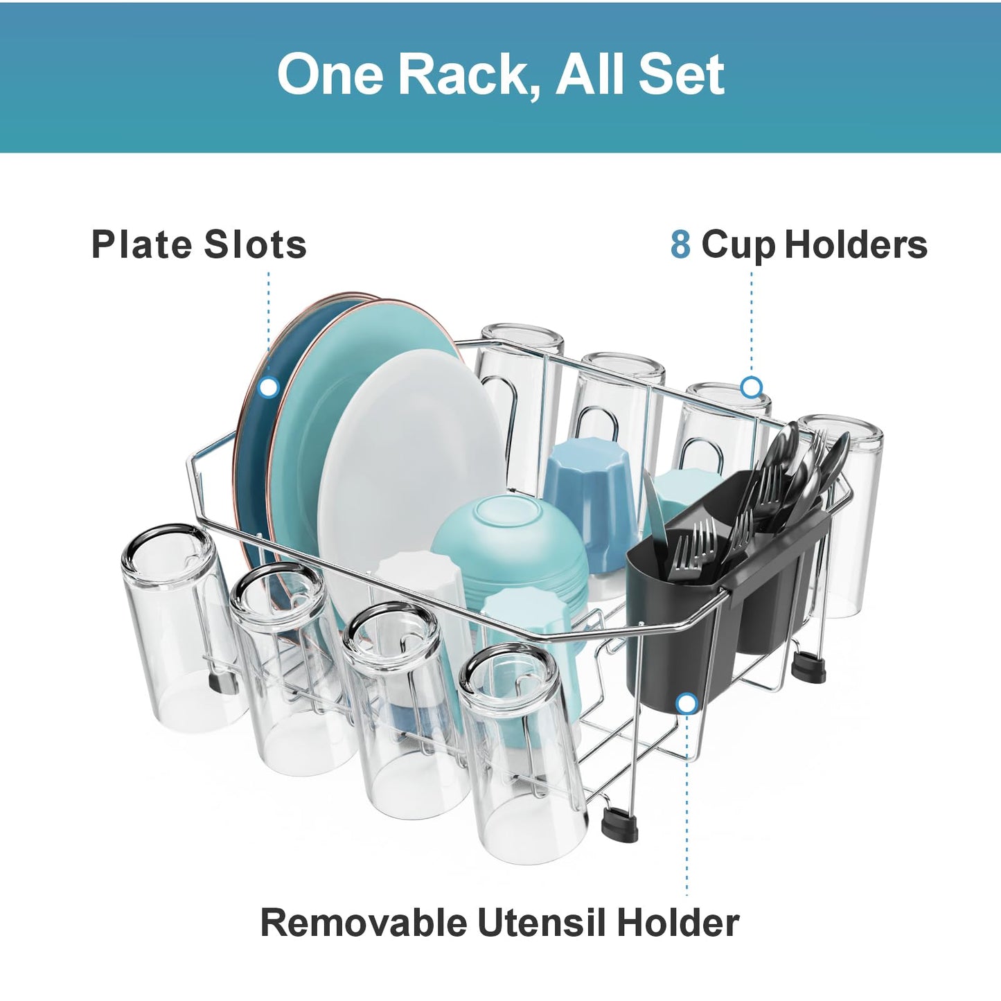 GSlife Small in Sink Dish Drying Rack - Stainless Steel Compact Dish Drainer for RV Kitchen Apartment Sink, 1–2 Person Households, 29.5 cm x 34 cm (11.6" W x 13.4" L), Silver