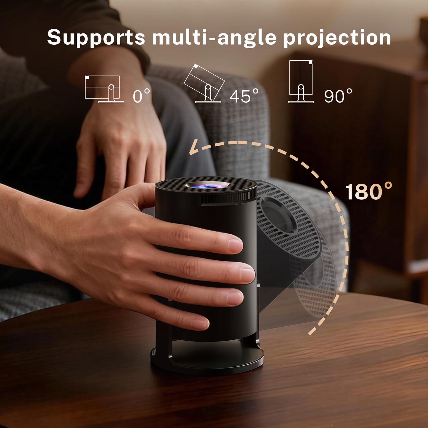 [Built-in Apps & 2026 Upgraded] WEMI Mini Portable Projector Mini Projecteur Portatif with WiFi 6 and Bluetooth 5.4 for Bedroom Smart Movie for iPhone Cell Phone Android OptiBarrel 500