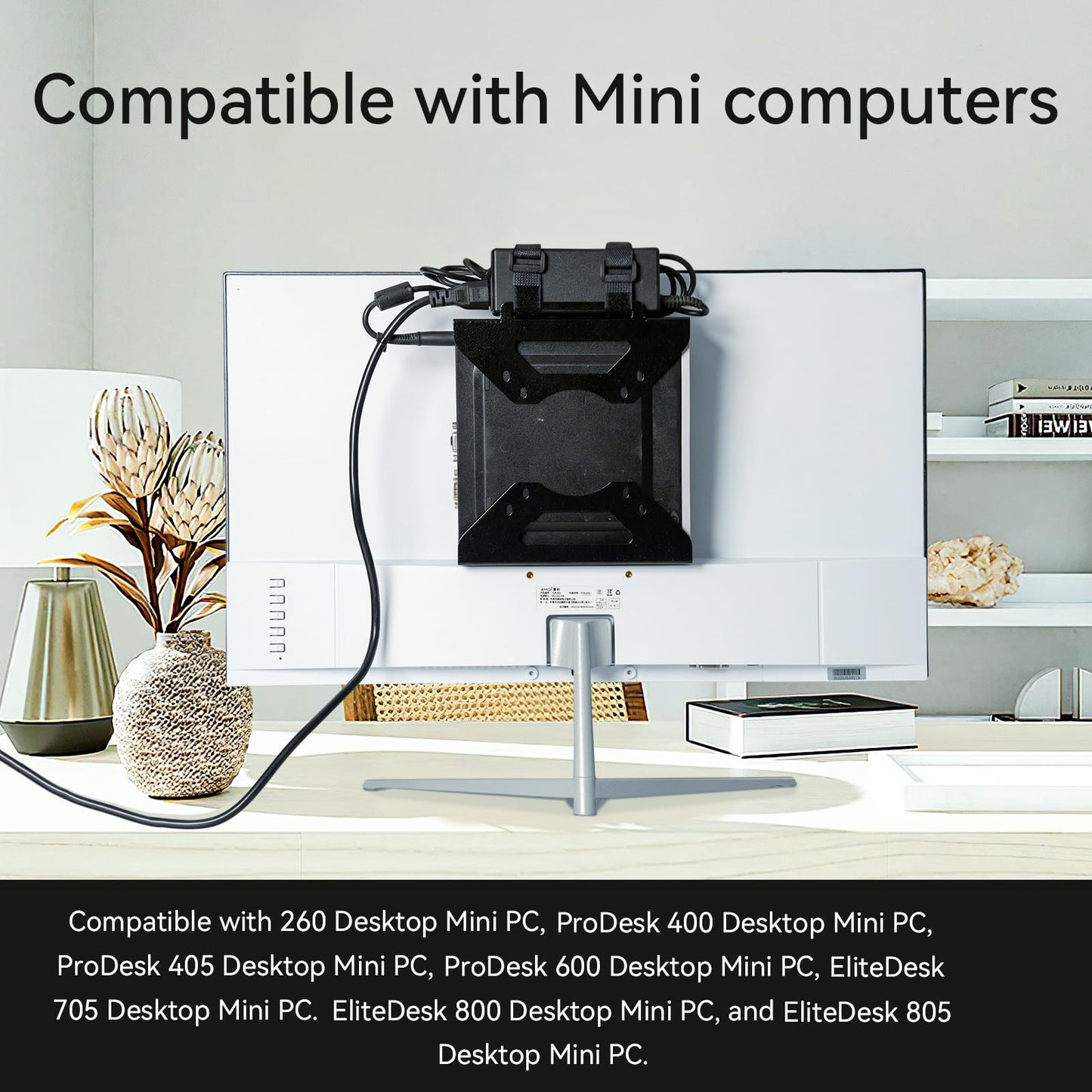 Fbyuitap Mini PC Mount Compatible with HP 260 Desktop,ProDesk 400 405 600,EliteDesk 705 800 805 Mini PCs VESA Mount Adapter Wall and Under Desk