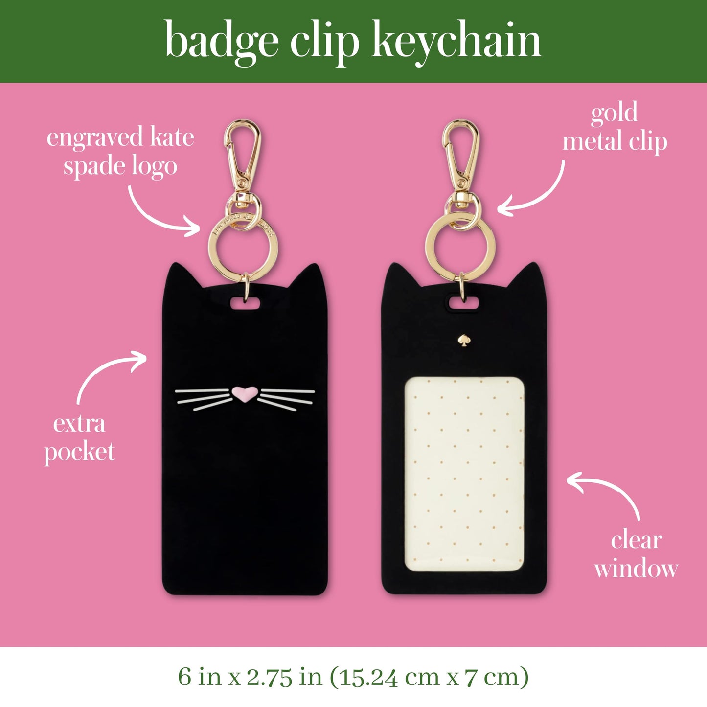 Kate Spade New York Black Cat Collection Travel Gear Featuring Id Clip, Umbrella, and Luggage Tag (ID Clip)