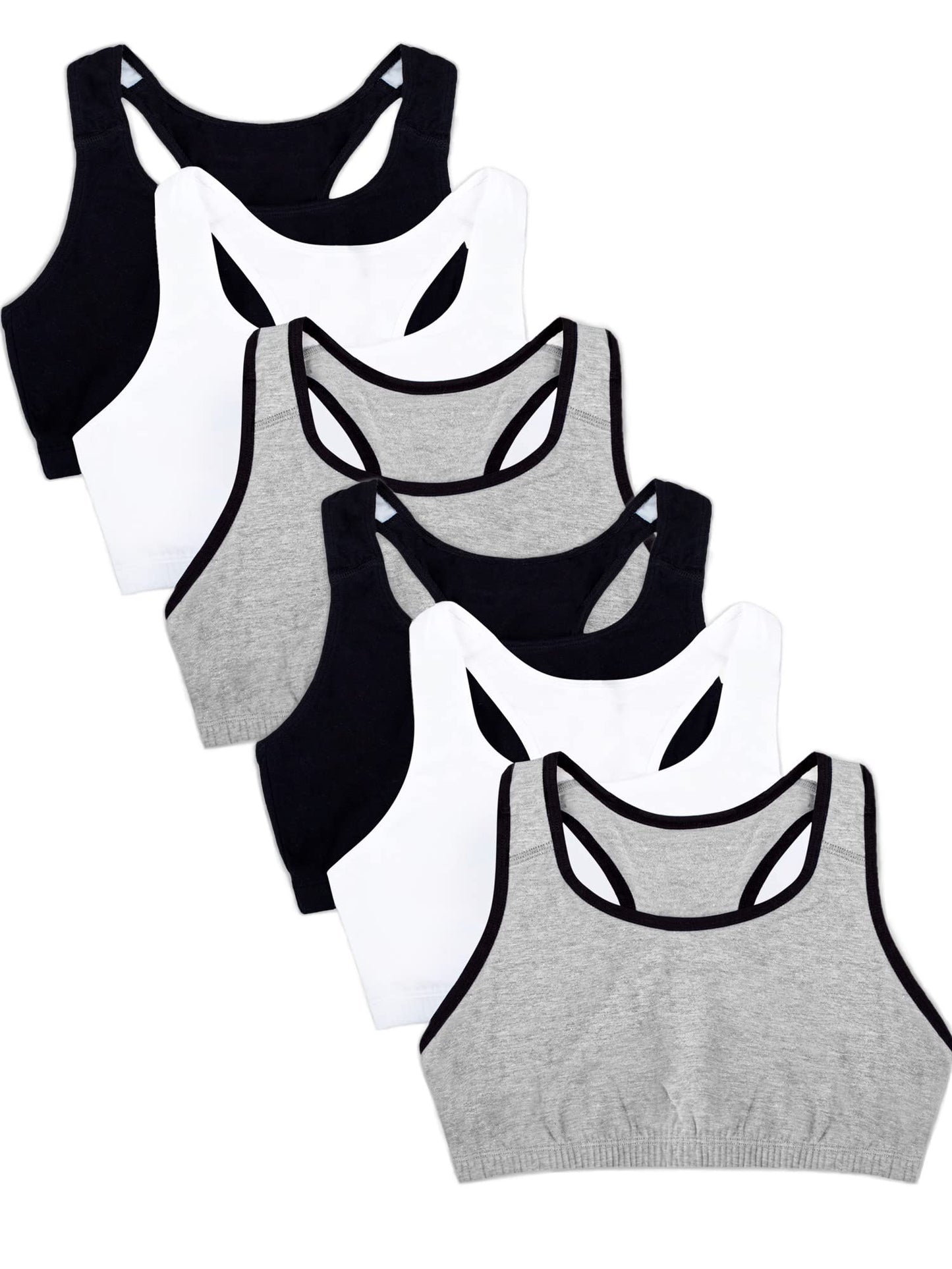 Fruit of the Loom Women's Built Up Tank Style Sports Bra, Heather Grey W. Black/White/Black/Heather Grey W. Black/White/Black, 42