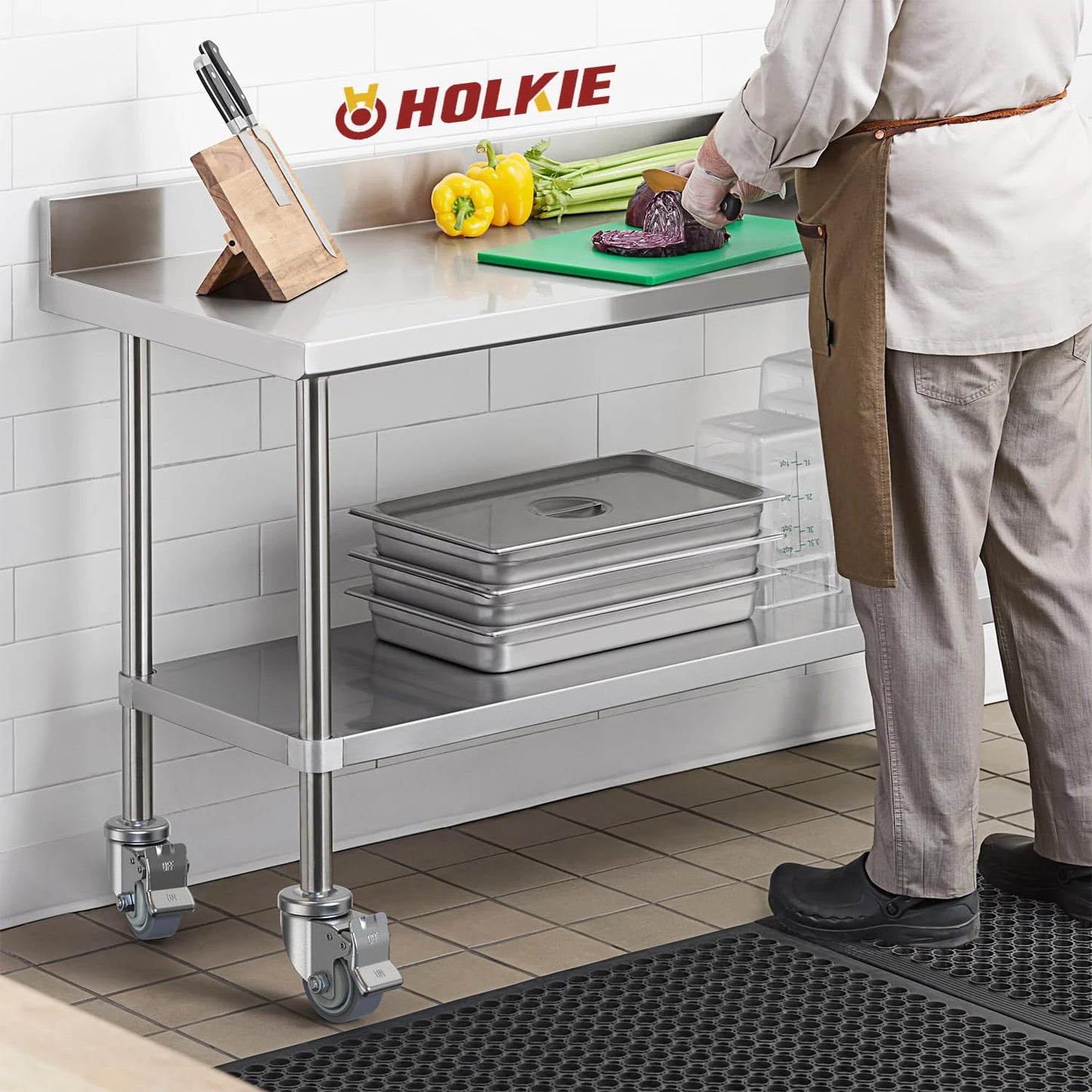 HOLKIE Caster Wheels Locking 3 Inch Expanding Stem Casters, Threaded Swivel Casters Set of 4 Heavy Duty Castors, Fit 1", 1-1/4", 1-2/5", 1-1/2",1-5/8" ID Stainless Steel Table, Cart, Furniture Legs