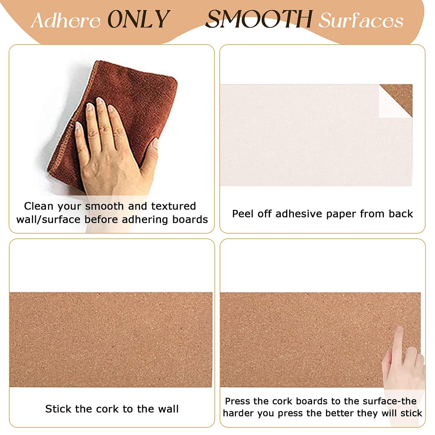 15 Pack Cork Bulletin Board 17 x 8 Inch, 1/2'' Thick Cork Board Tiles Self Adhesive Cork Board Frameless Cork Tiles Wall Decor with 100 Pushpins for School Home Office