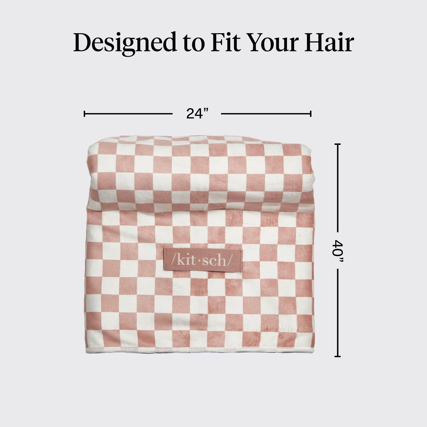 Kitsch XL Microfiber Hair Towel Wrap for Women – Ultra Absorbent Microfiber Towel for Wet, Curly, Long or Short Hair – Quick Dry, Anti-Frizz Hair Wrap – Terracotta Checkered, 40x24 inches