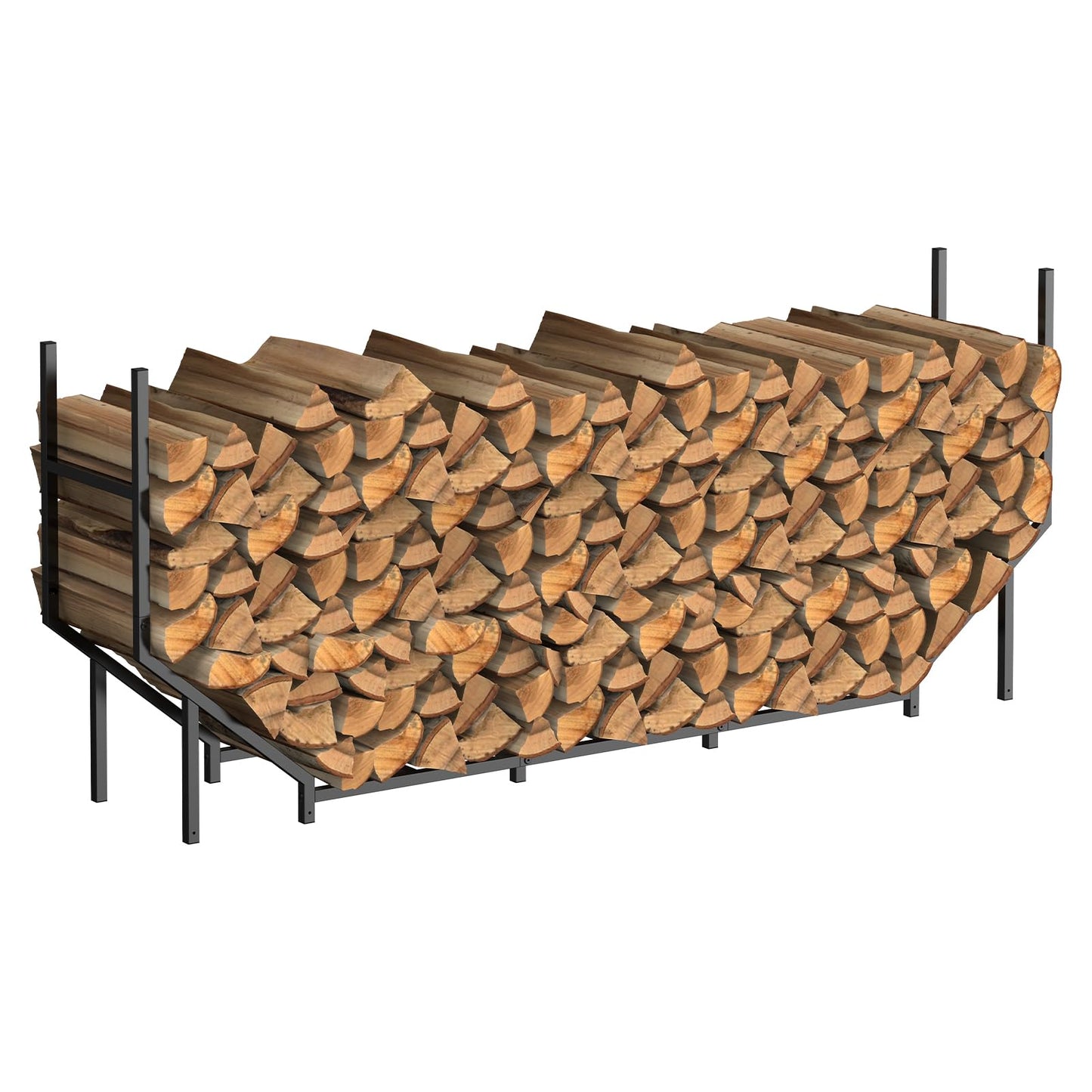 HEOMU 6FT Firewood Rack Outdoor, Metal Firewood Holder for Outdoor Indoor Fireplace Wood Organizer, Heavy Duty Wood Stacking Rack Firewood Carrier for Deck Patio Logs Storage with Black Finish