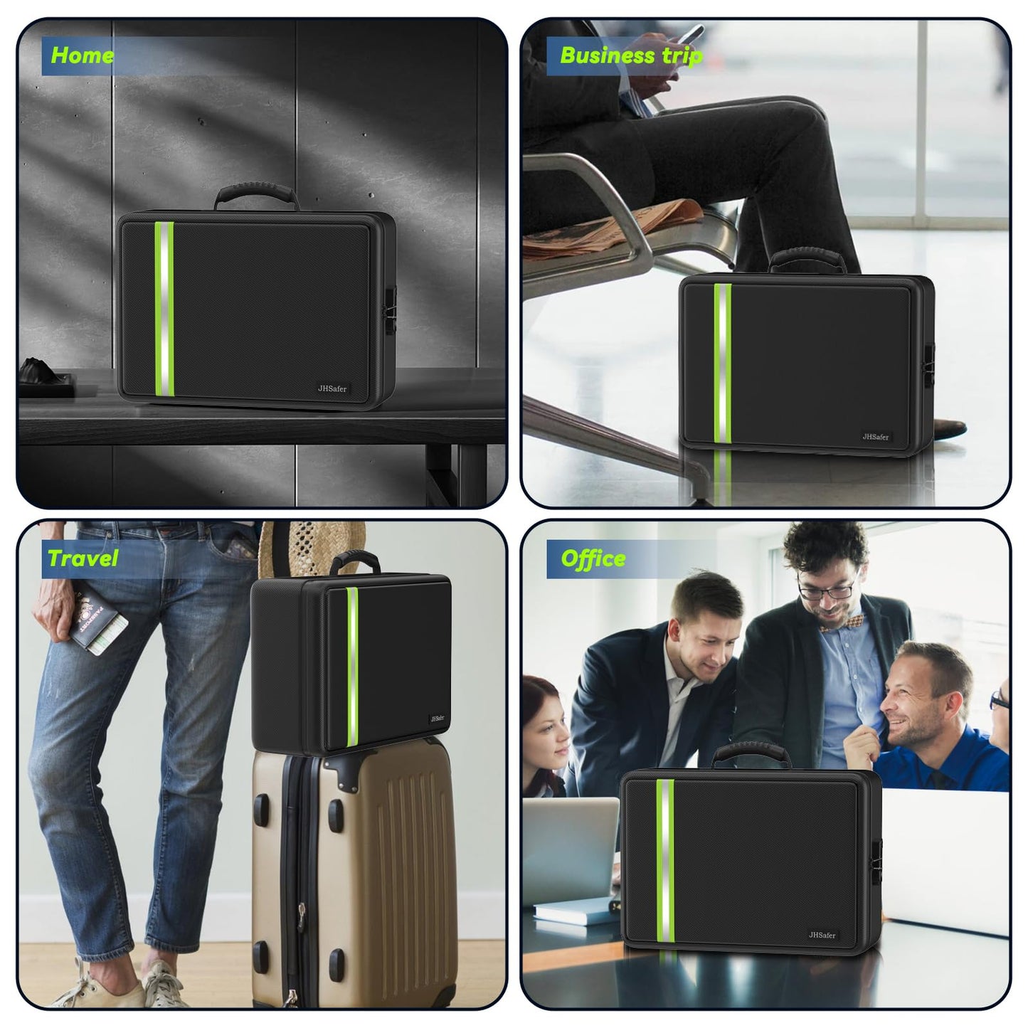 5200℉ Fireproof Document Bag, Plenty of Pockets, Legal Size/Letter/A4, Waterproof Zipper Document Box with Lock, 4-Layer Important Document Organizer, Portable Home Travel Office Safe Box