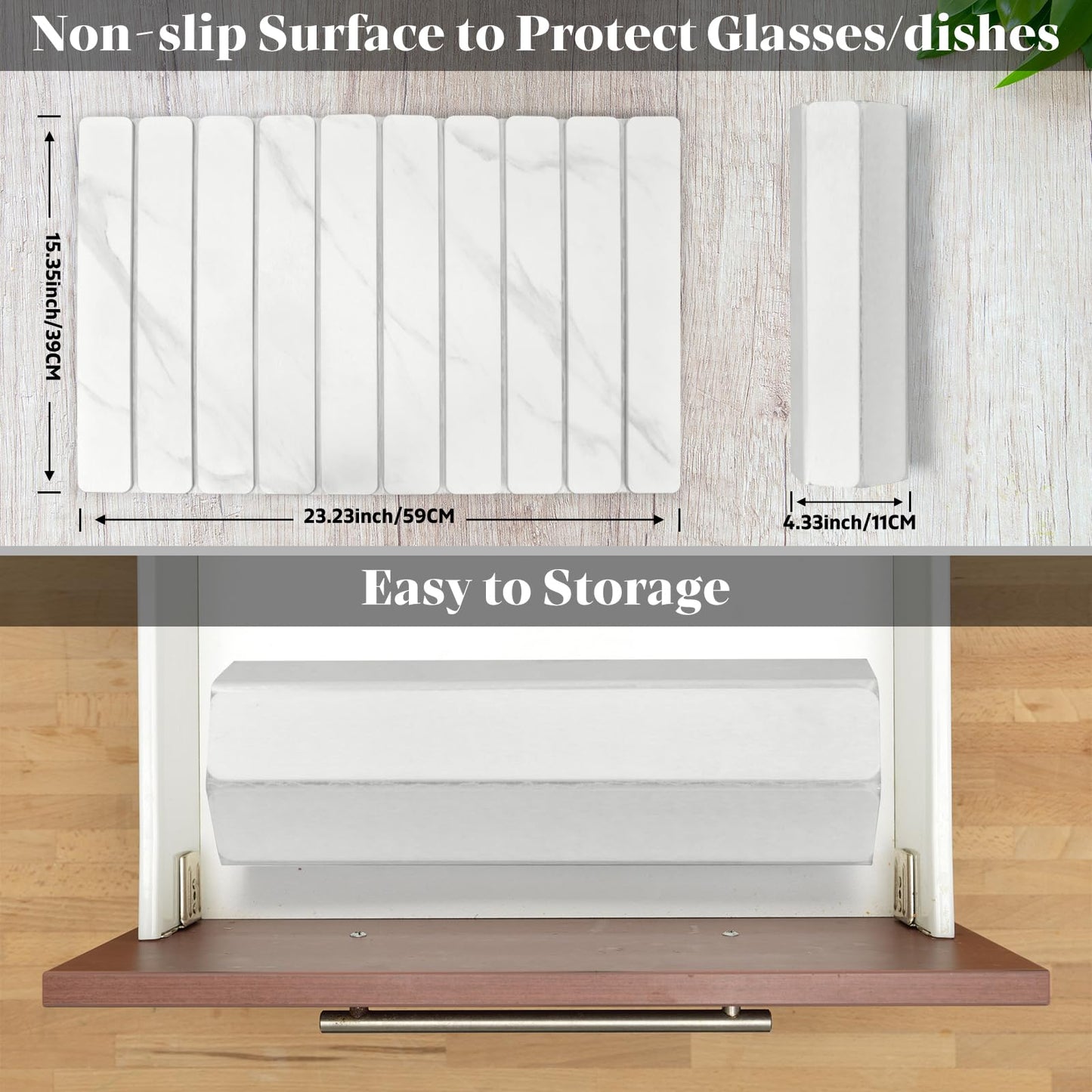 2 PCS Large Stone Dish Drying Mats for Kitchen Counter, 61"(L)×41"(W) Marble Pattern Mat with 20"x 10" Coasters, Collapsible Quick-Dry Diatomite Drying Mat for Dishes, Bottles & Cups