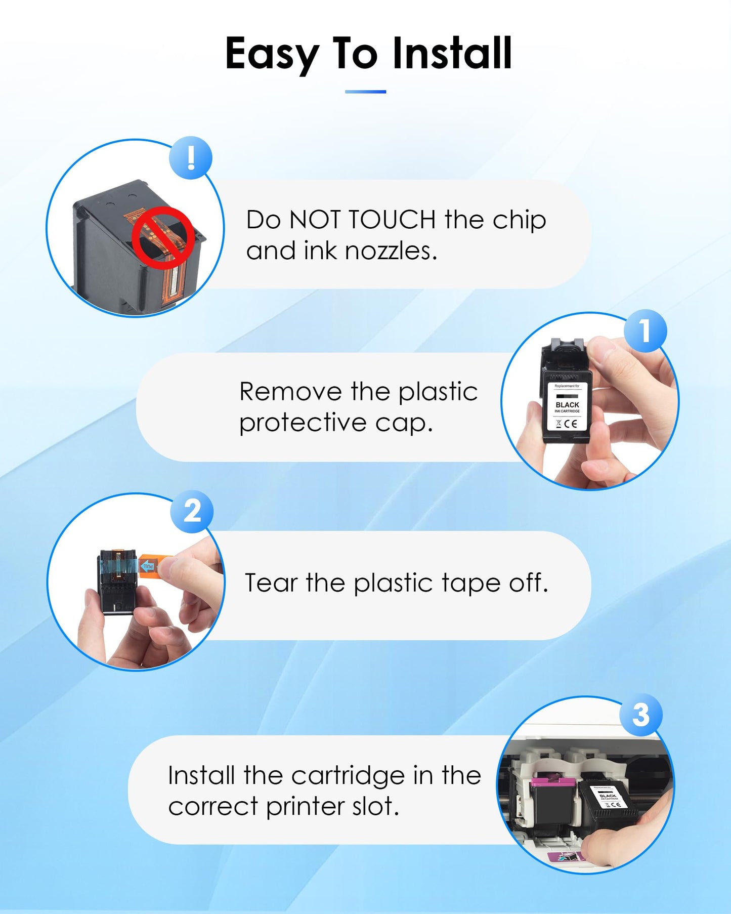 2 Black 64XL Ink Cartridge for HP Printer Combo Pack Replacement for HP 64 XL HP64XL Cartouche Encre for HP Envy Photo 6200 Series 6230 6232 6255 6258 7120 7100 7158 7800 7820 Tango X Series Printer