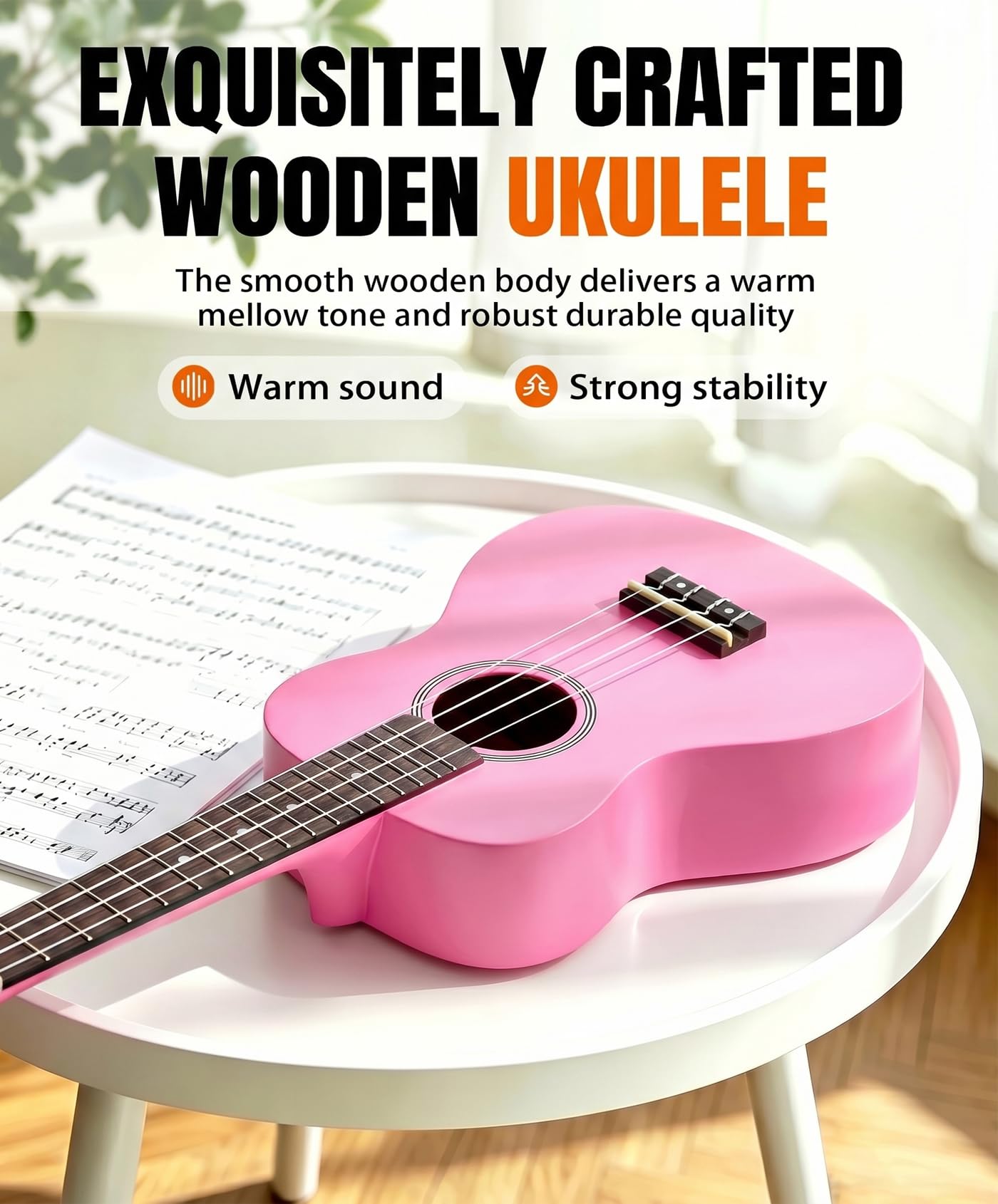 Soprano Ukulele Beginner Kit 21 Inch Ukelele w/Free Online Lesson Case Strap Tuner Strings Picks, Fast to Learn