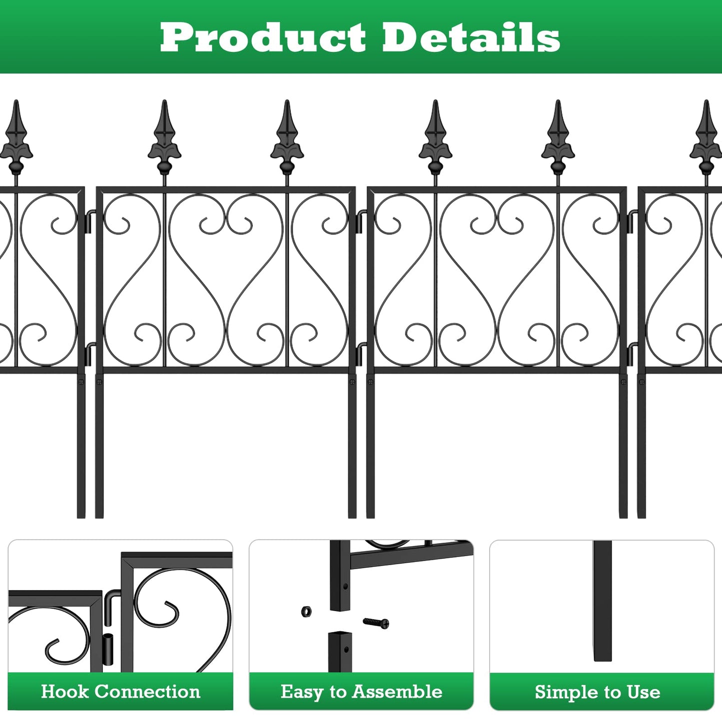 SHINOSKE Decorative Garden Fence 7 Pack 10 Ft (L) x 25 in (H) Metal Garden Fence Border No Dig Animal Dog Rabbit Fence Barrier Rustproof Flower Edging for Garden Patio Yard