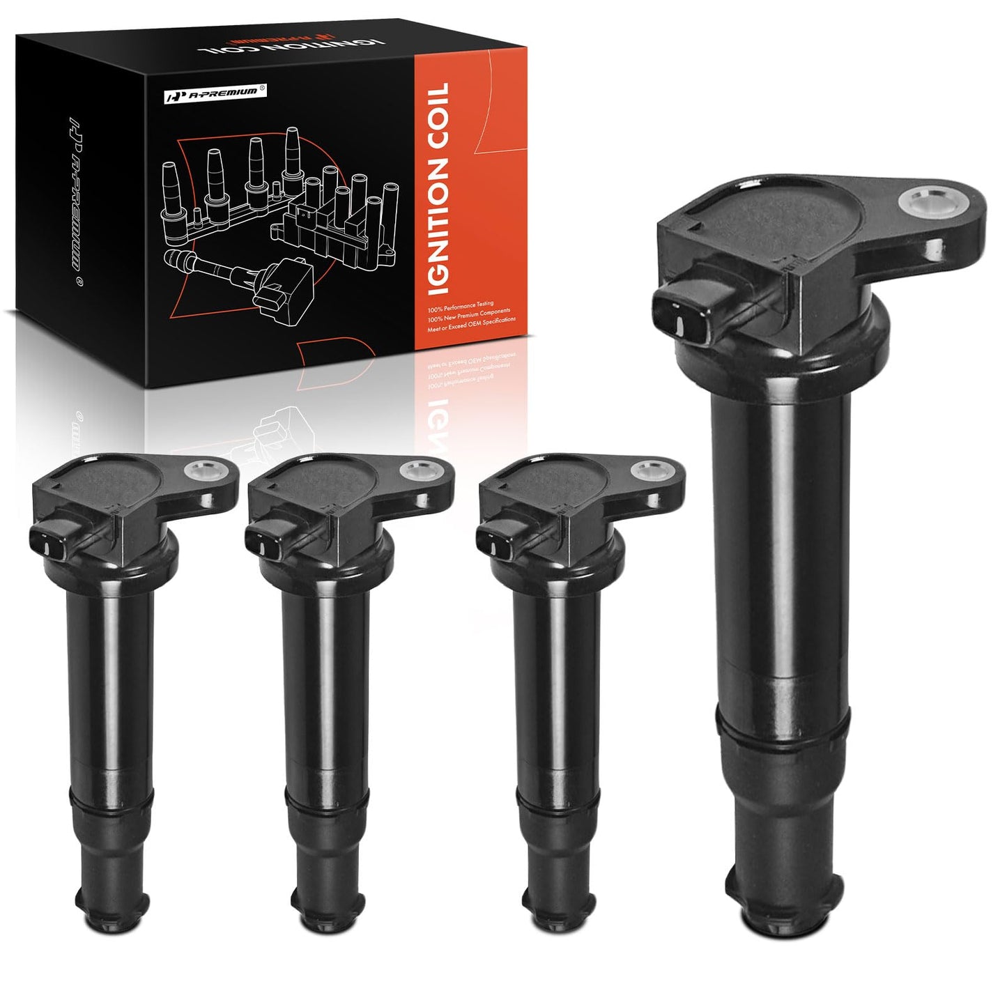 A-Premium Engine Ignition Coil Packs Compatible with Hyundai Accent Kia Rio Rio5 2006 2007 2008 2009 2010 2011 1.6L Compatible UF-499 27301-26640 C1543 (4-PC Set)