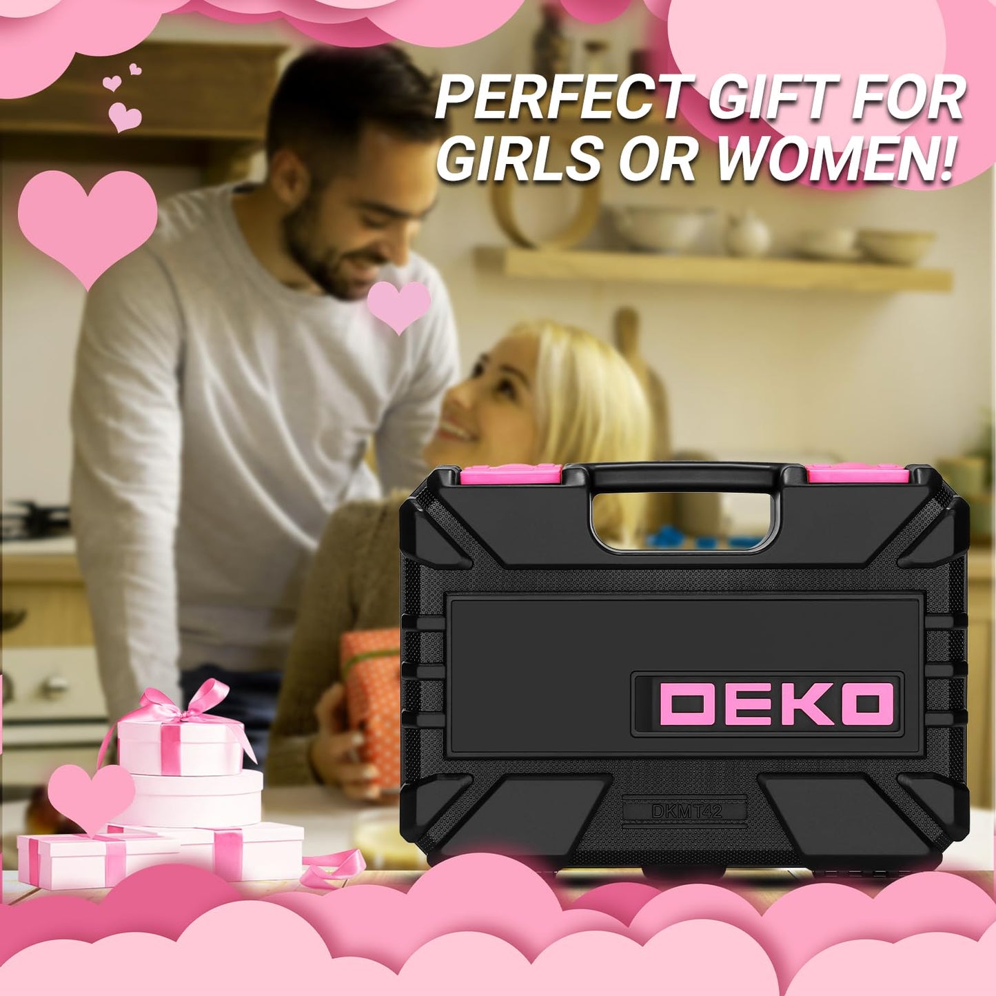 Pink Tool Kit: DEKOPRO Pink Tool Kit: Tool Set for Women Ladies, Home Tool Kit Set, DIY & Tools, Tool Kits for Home, Hand Tool Kits for Women, 42 Pieces