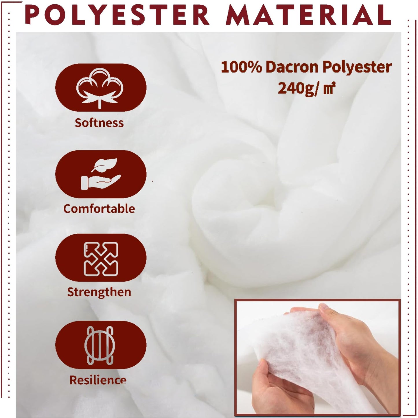 Upholstery Batting, Dacron Polyester Cushion Wrap for Foam Padding, Cushions & DIY Upholstery Projects