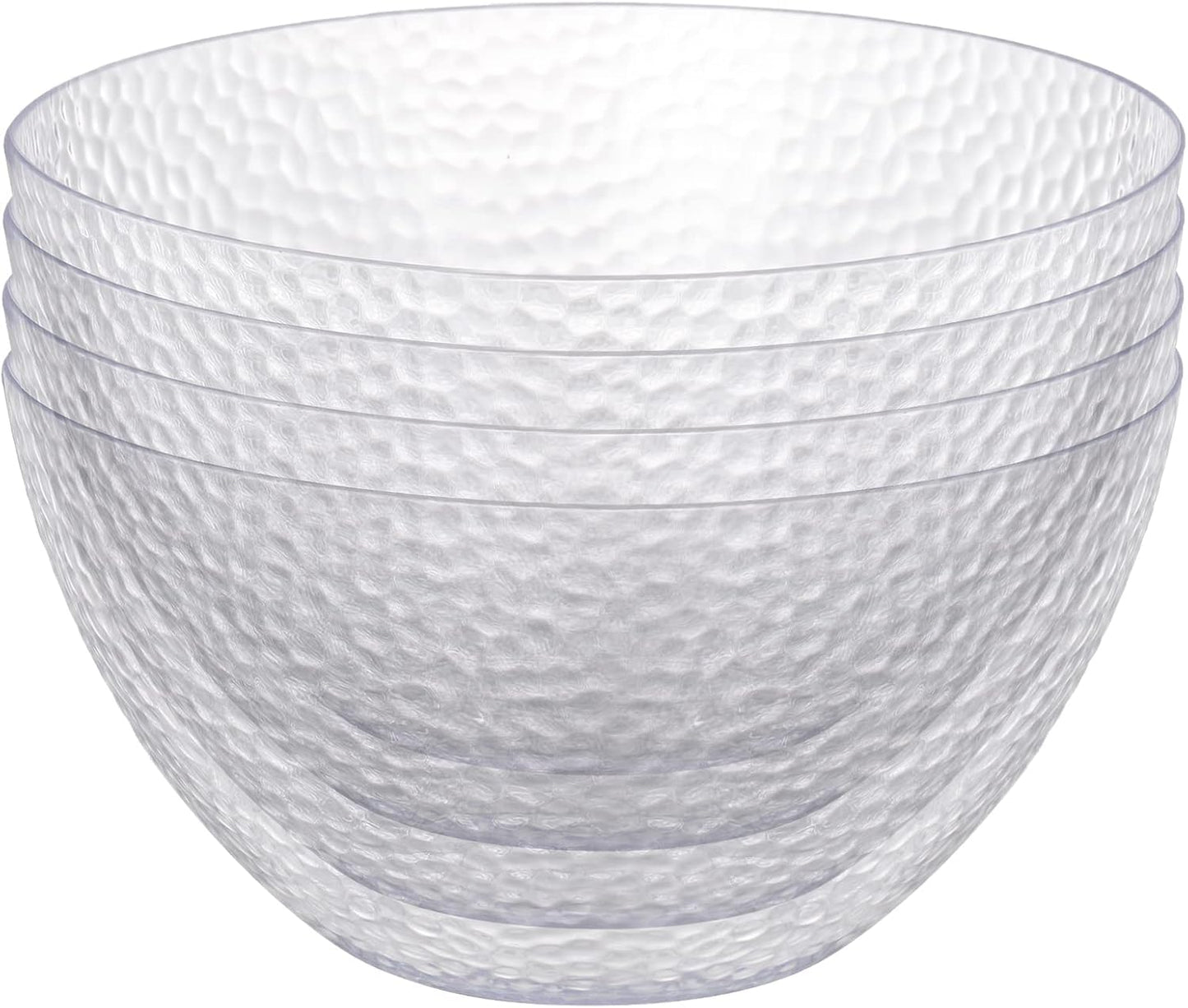 Suwimut 4 Pack Clear Plastic Serving Bowls for Parties, 135 OZ Large Round Plastic Snack or Salad Bowl, Clear Chip Bowls Plastic Candy Dish Salad Serving Containers