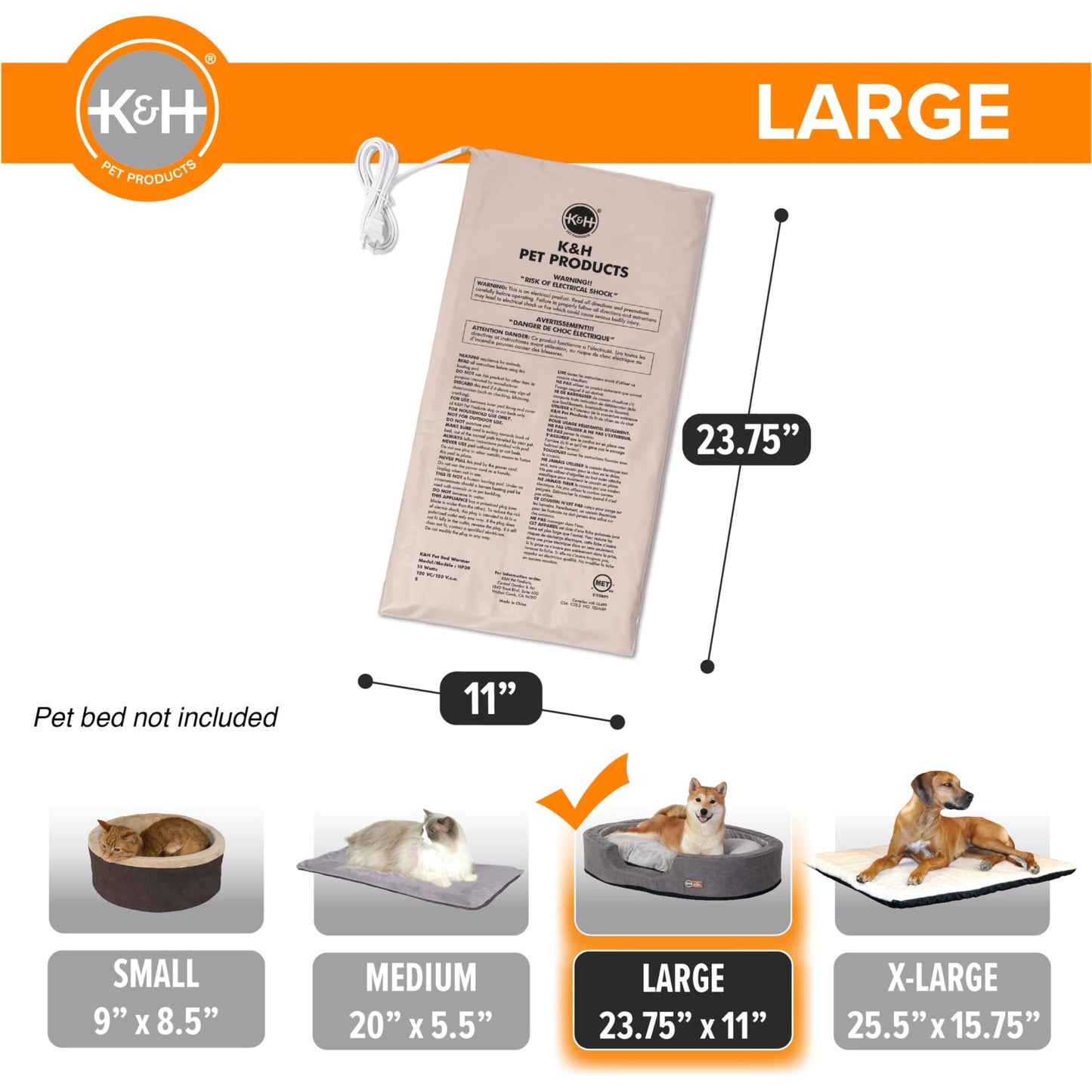 K&H Pet Bed Warmer, 13 Watts, Large, 11 By 24 Inches