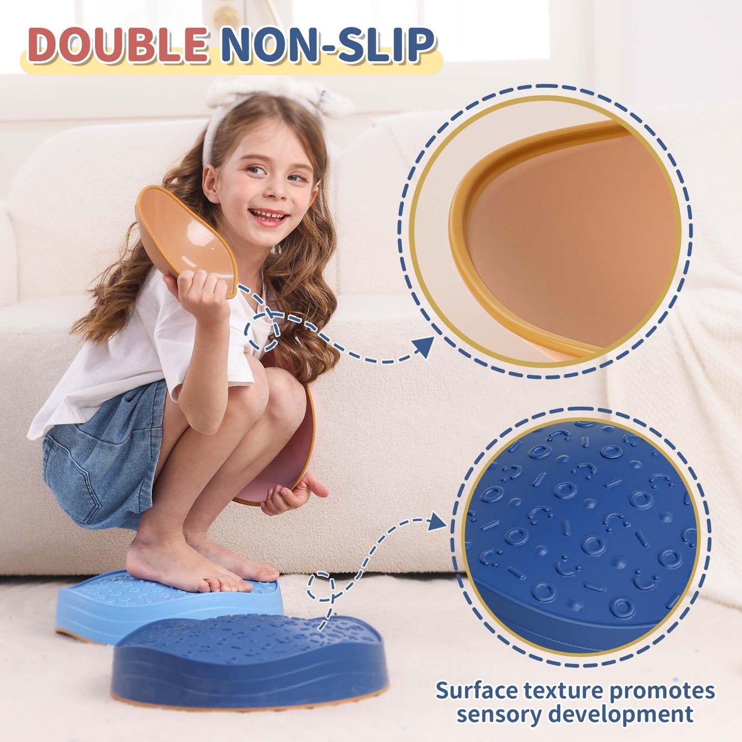 KidBloom Balance Stepping Stones Kids, Sensory Toys for Autism, Outdoor Toys Kids 3-5, Non-Slip Balance Stones for Obstacle Course, Includes Waterproof Storage Bag