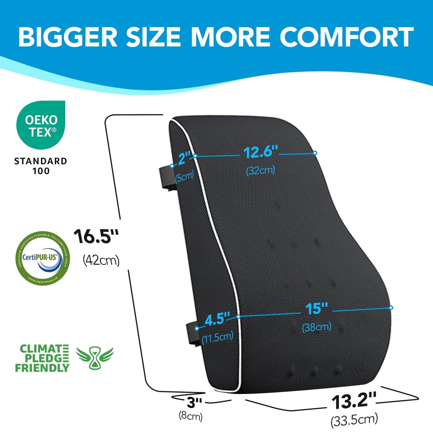 NXTMART Support Pillow for Office Chair,Office Home, College Dorm Room Essentials,Back Support Pillow for Car, Chair Cushions,Back Pain Relief Improve Posture,Mesh Cover Double Adjustable Straps