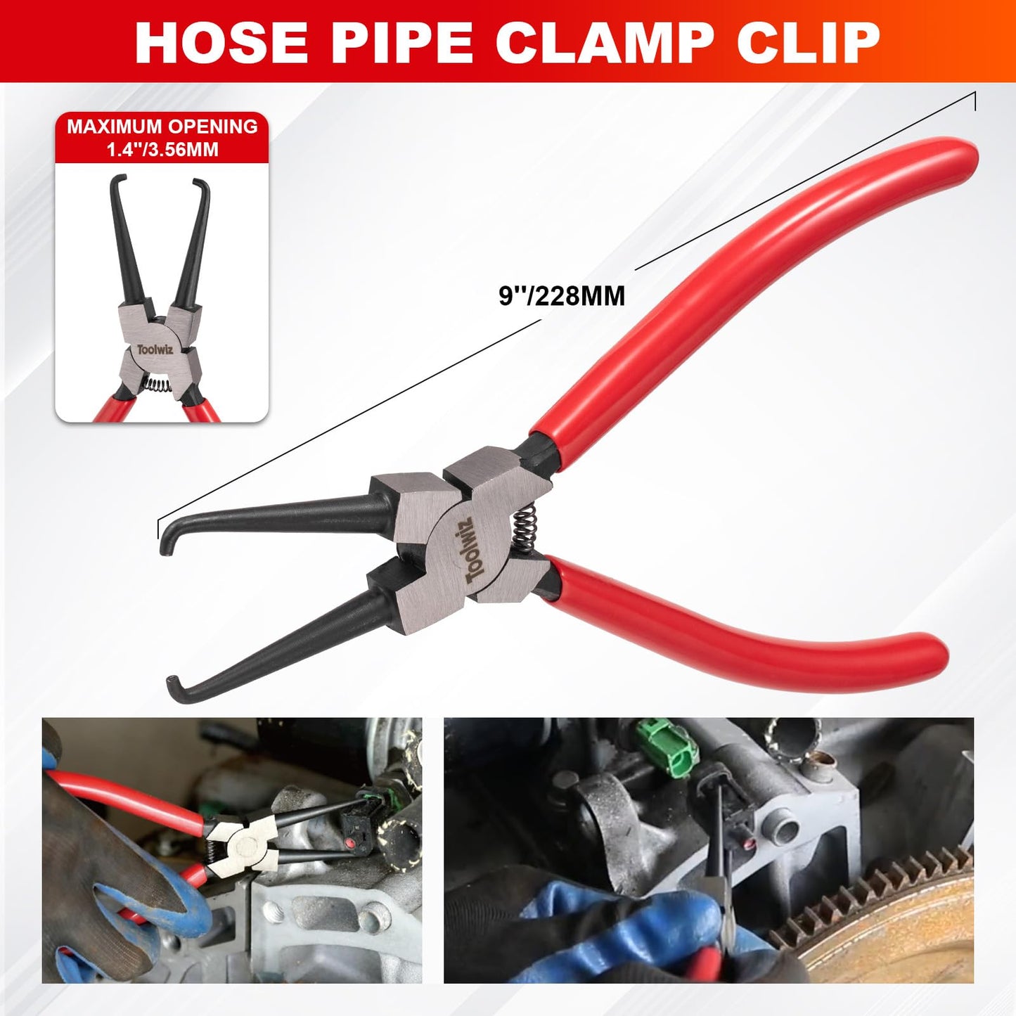 Toolwiz 6 pcs Fuel Line Pliers Set, Hose Clamp Plier, Panel Removal Tool, Hose Removal Plier, 30 Degree Push Pin Pliers, 2 pc 9" Electrical Disconnect Tool for Automotive Repair with Storage Bag
