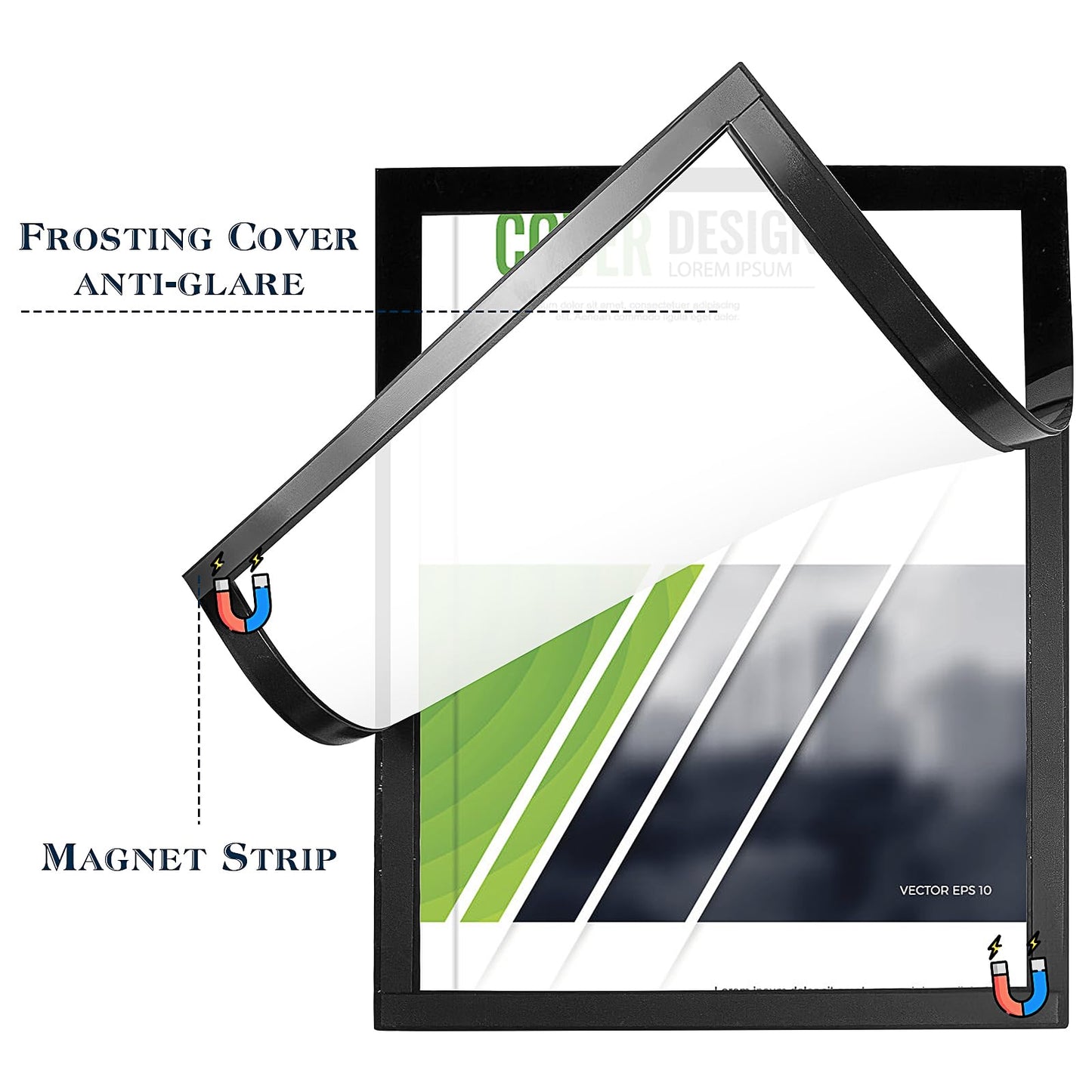 24 Pieces Magnetic Sign Holder 8 x 11.5inches, Self-Adhesive Plastic Display Frames, Door Window Document Reusable Adhesive Frames, for Window/Door/Fridge/Document Notice Paper