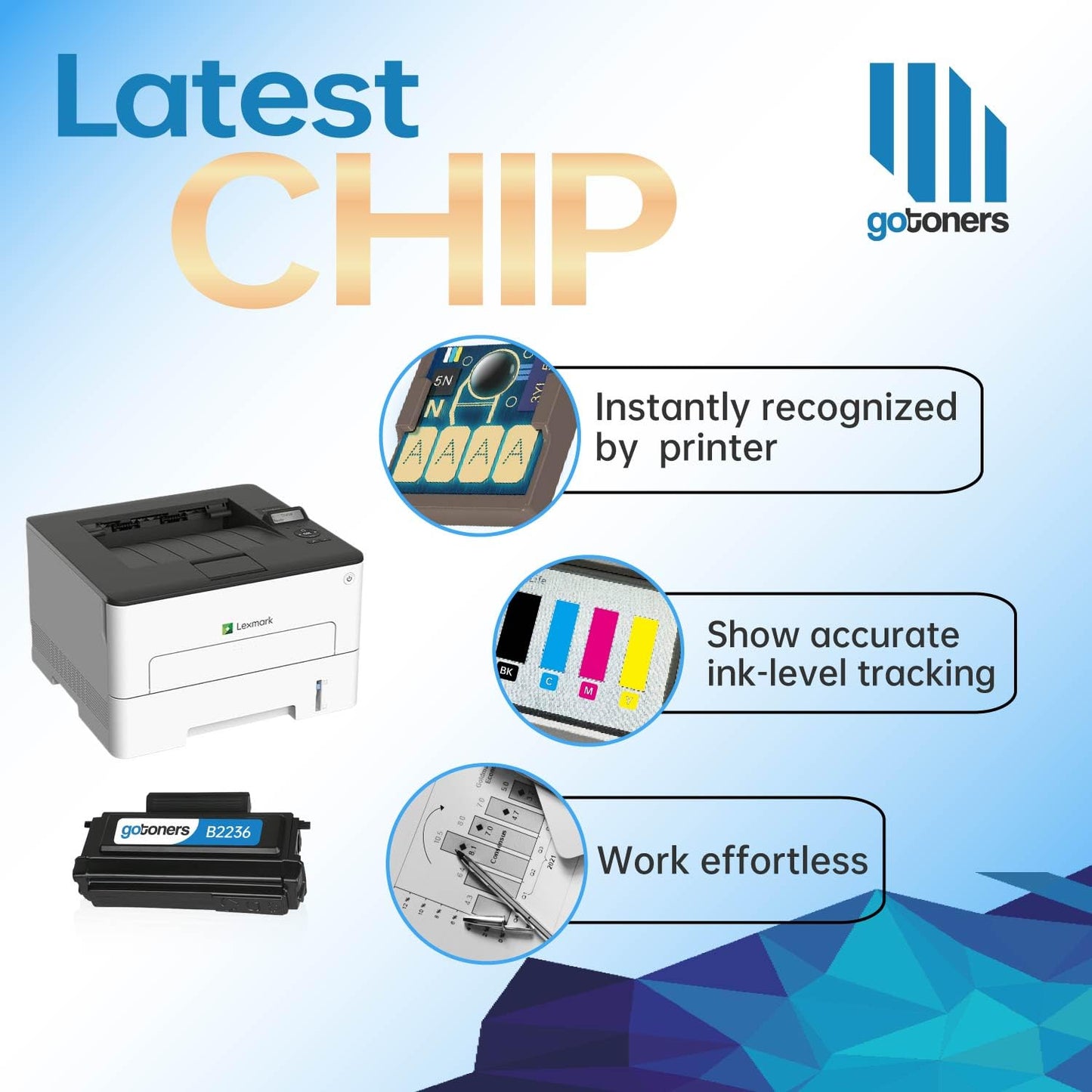 B221000 B2236 Toner Cartridge Replacement Compatible with Lexmark B2236dw MB2236adw Laser Printer Ink Black x 1