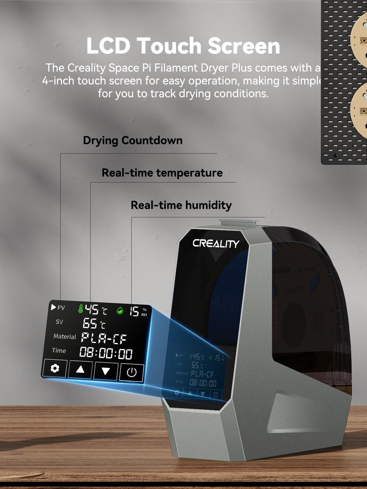 Creality Space Pi Filament Dryer, Filament Storage Box, Upgraded Double 360° Heating Drying with Fan&Touch Screen, 3D Printer Filament Spool Holder, Dehydrator 1.75/2.85/3mm PLA PETG ABS TPU Nylon