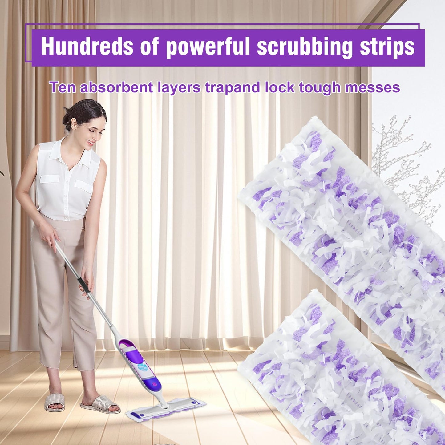 30 Pack Disposable Power Mop Refills Pads for Swiffer Power Mop,Spray Wet Pads Refill for Swiffer,Disposable Swifter Mopping Pads Refills for Multi-Surface Floor Cleaning (Purple-30)