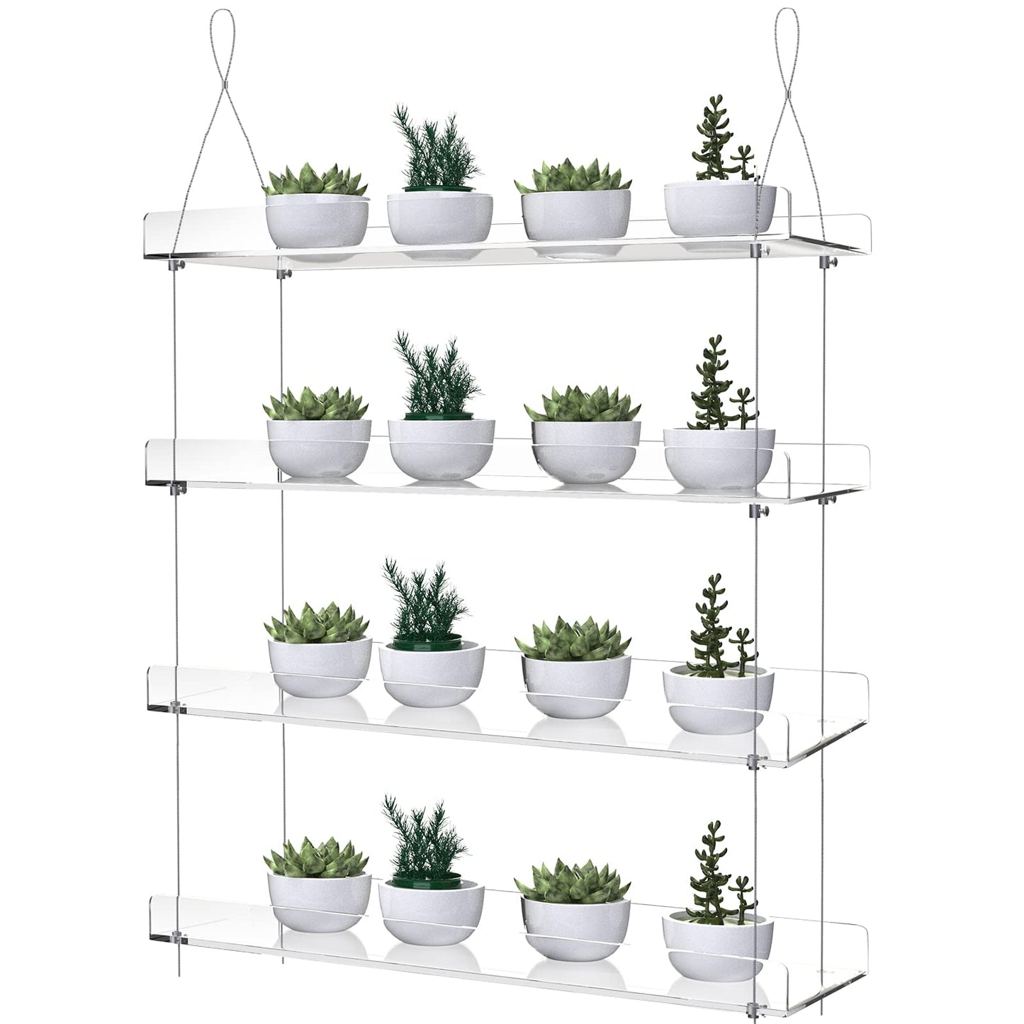 Clear Hanging Window Plant Shelves,Indoor Windows Wall Hanging Plant Stand Flower Display,Flower Pot Organizer Storage for Window Grow Herbs,Microgreens,Succulents,Flower