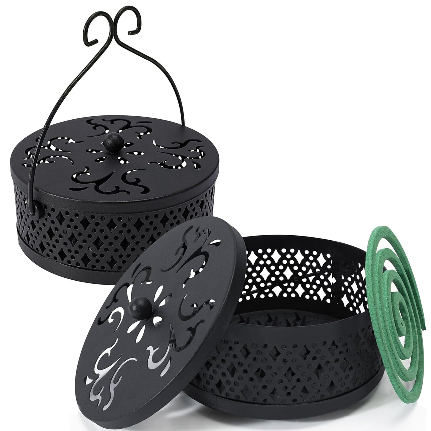 MyLifeUNIT 2 Pack Retro Portable Incense Burner for Home and Camping (Black)