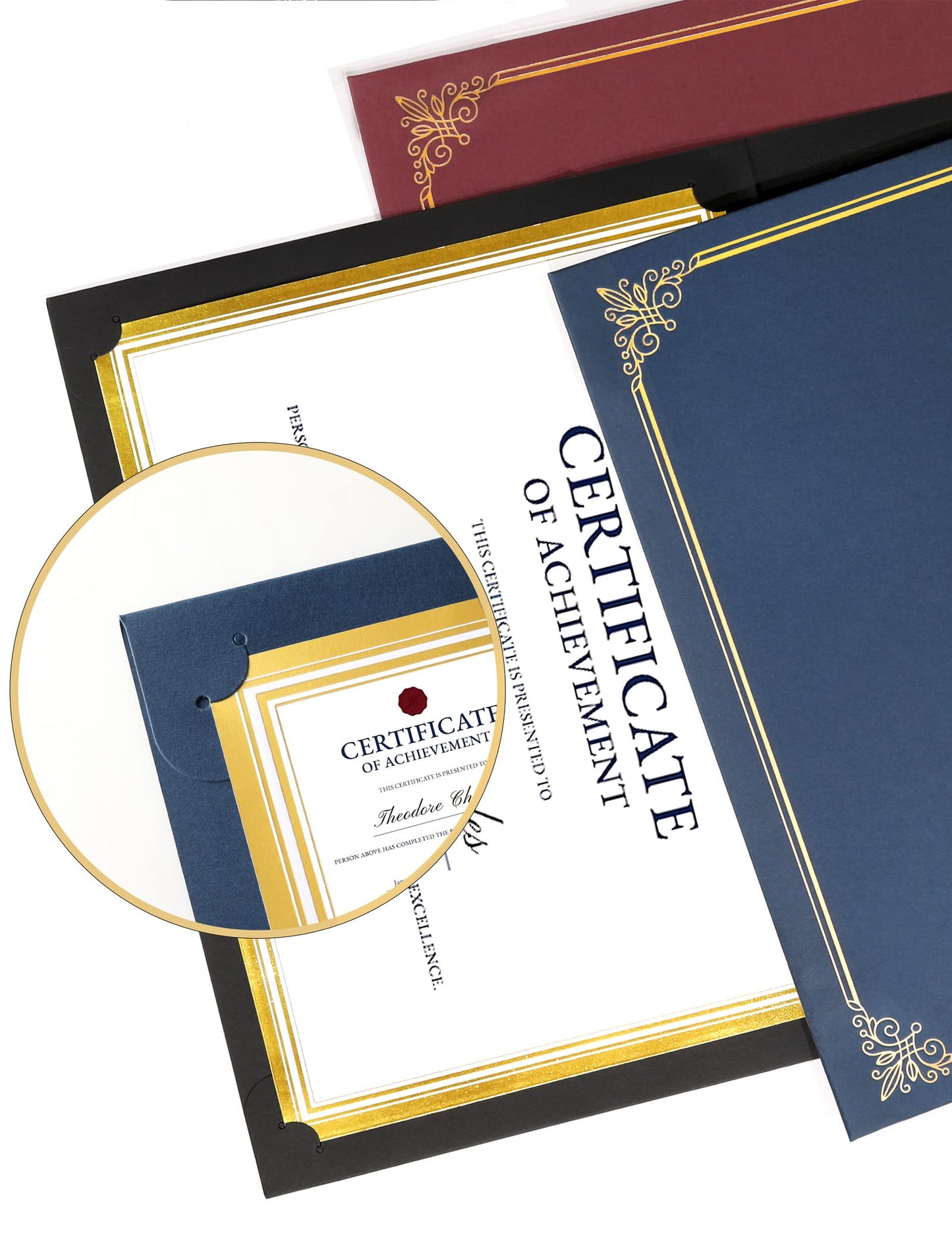 GNL Certificate Holders - 50 Packs Navy Blue Diploma Holders, Certificate Covers with Gold Foil Border, for Letter Size 8.5 x 11 Certificate Paper, Award, Graduation, Documents