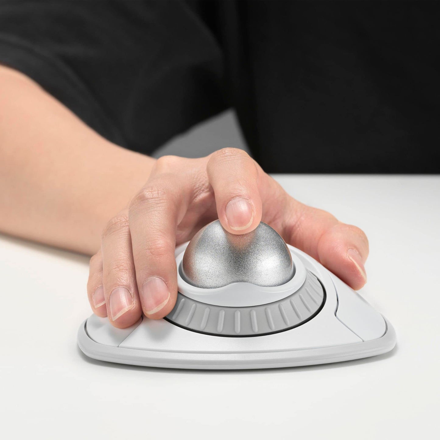 Kensington Orbit Wireless Trackball Mouse with Scroll Ring - Finger Control Ergonomic Mouse with Programmable Buttons, USB or Bluetooth Connection for Windows and MacOS - Black (K70990WW)