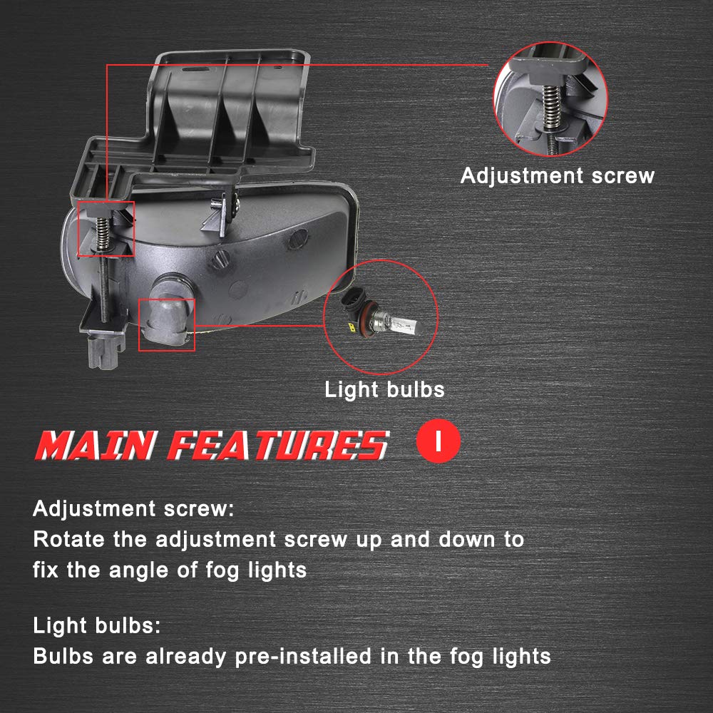 A ABIGAIL Driving Fog Lights Lamps Replacement for 1999-2002 Chevy Silverado, 2000-2006 Chevy Suburban/Tahoe With 880 12V 27W Halogen Bulbs 10368476,10368477, GM2592113,GM2593113 (Clear Lens)