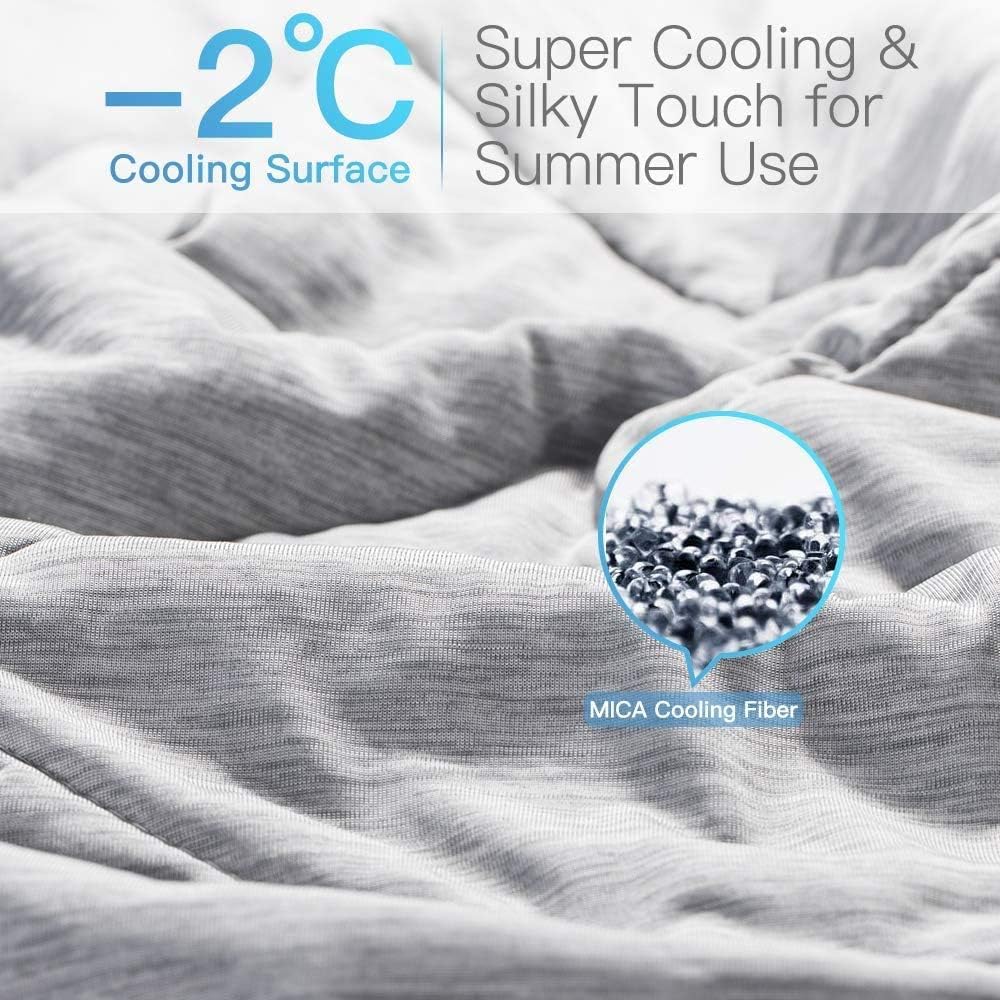 Cooling Comforter,Luxear Double Sided Cooling Quilted Blanket Q-Max>0.55 Machine Washable, Bed Blanket Comforter Lightweight Breathable,Summer Comforter Double for Hot Sleepers (Full,79”X 86”, Gray)