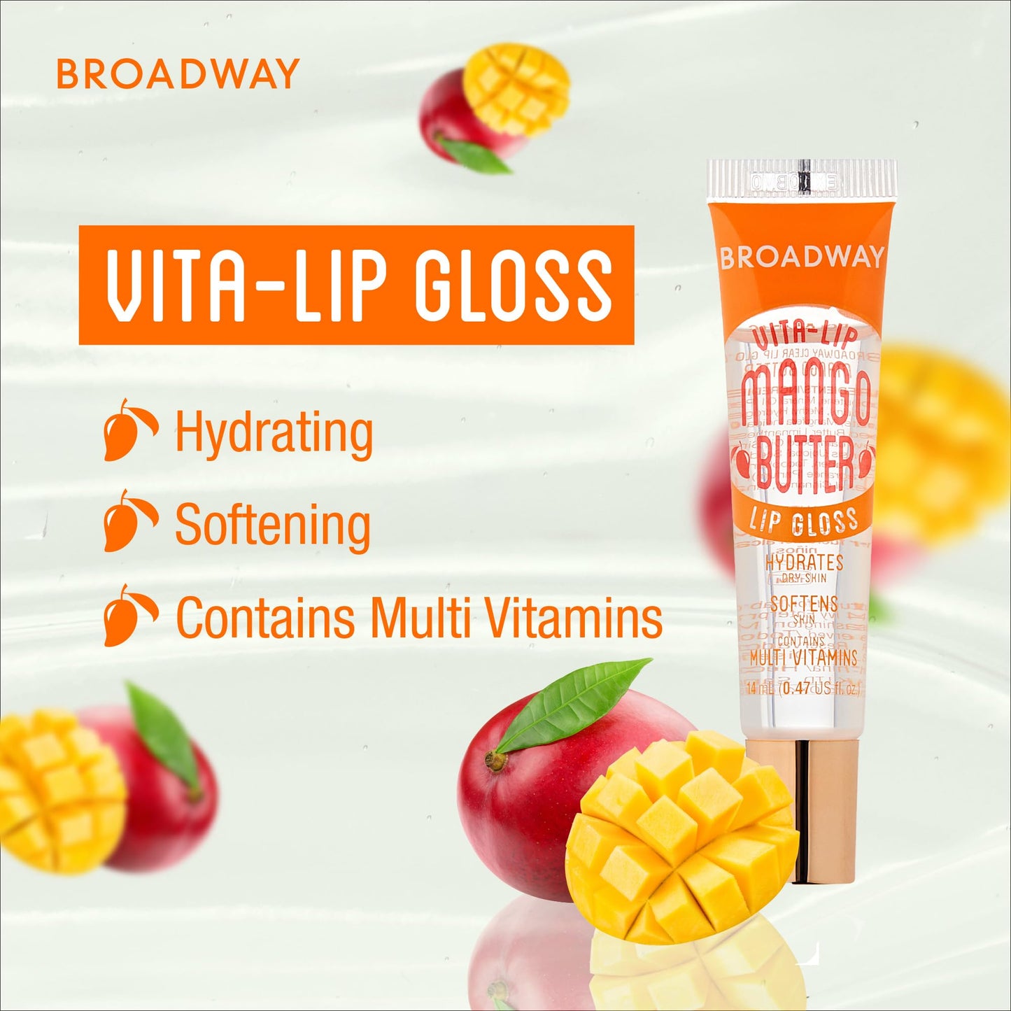 Broadway Vita-Lip Clear Lip Gloss Box Display Set (Mango Butter)