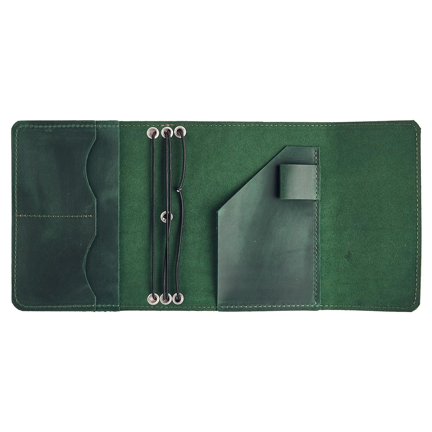 TORAKIP Genuine Leather A6 Journal Cover – Refillable Handmade Notebook Cover with 3 Elastic Bands, Pen Loop & Card Pockets – Travel Diary Case Fits A6 4.1" x 5.8" Notebooks (Paper Not Included