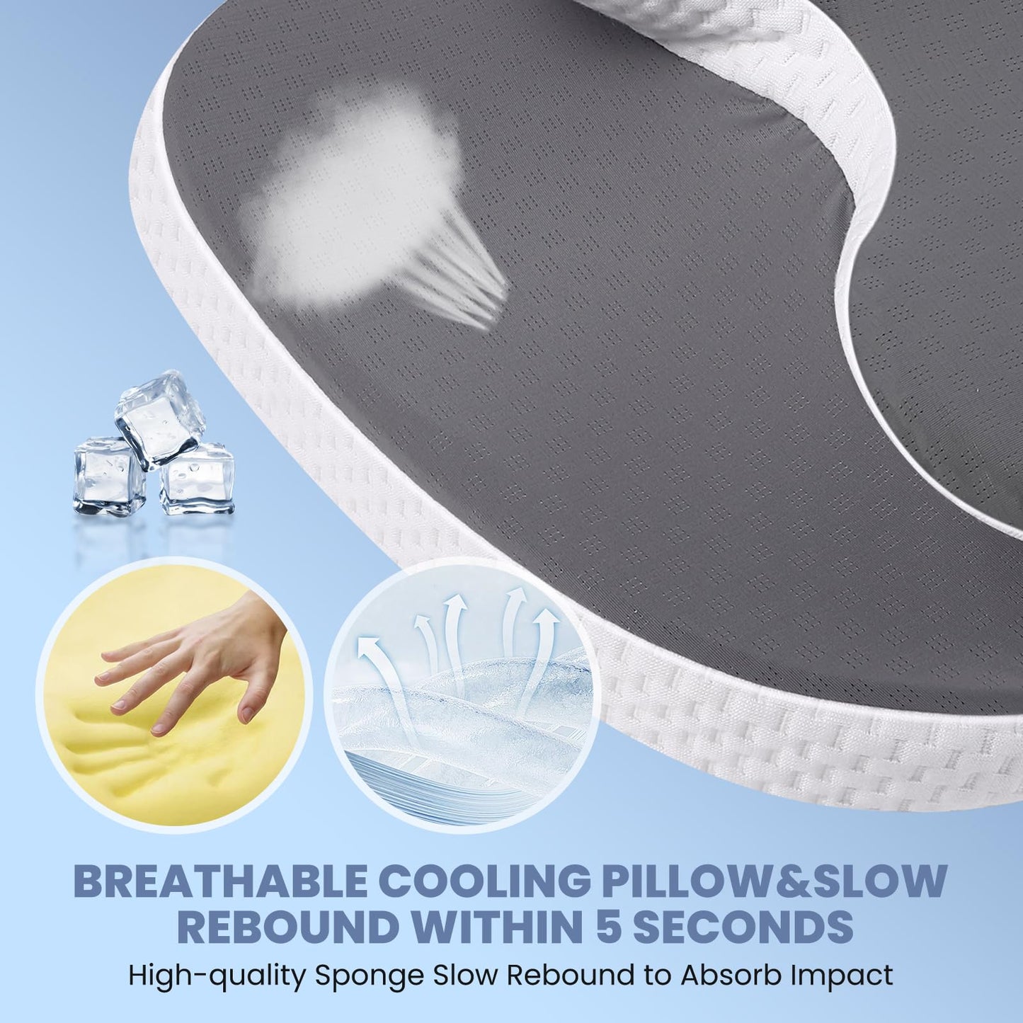 A-Pce Cervical Neck Pillow Set of 2, Ergonomic Memory Foam Pillows for Neck Pain Relief with Breathable Pillowcase, Adjustable Contour Neck Support Pillow for Side Back Stomach Sleepers, Odorless