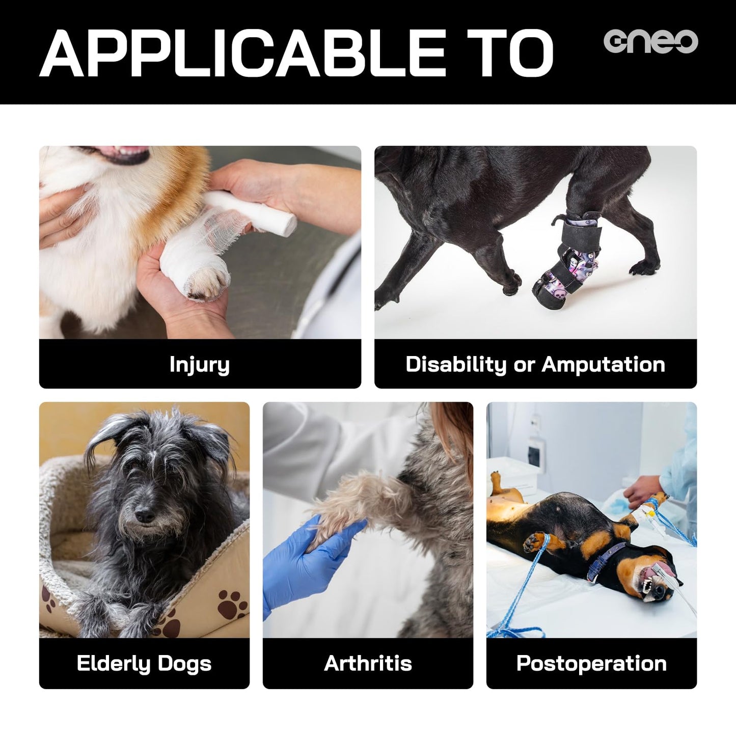 Cneo Dog Life Harness, Dog Sling for Small Medium Large Dogs, Dog Rear Support Harness for Back Legs, Adjustable Soft Padded Pet Harness for Olderly, Injured, Arthritic, Disabled Dogs (L)