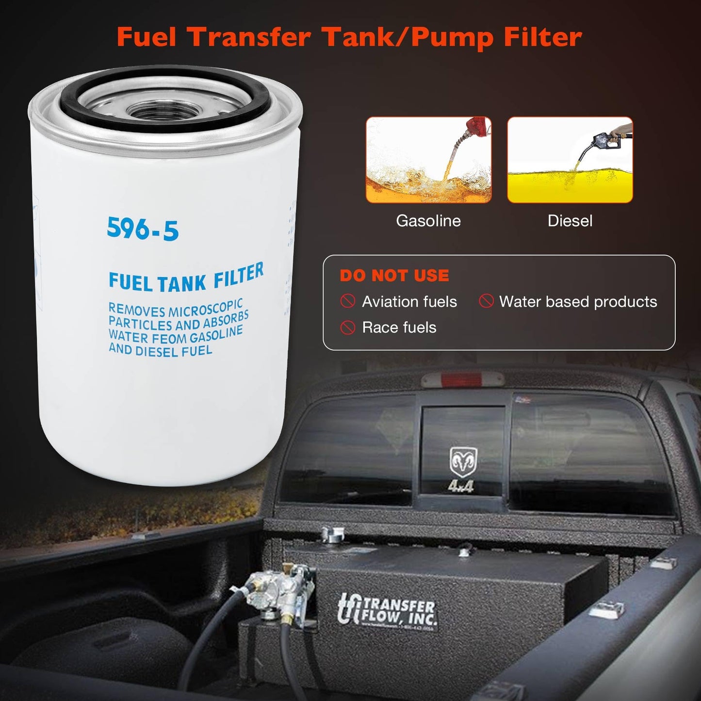 Fuel Tank Filter Compatible with Fuel Pumps Transfer Tanks, 10 Micron Diesel Spin-On Filter (2 Pack)