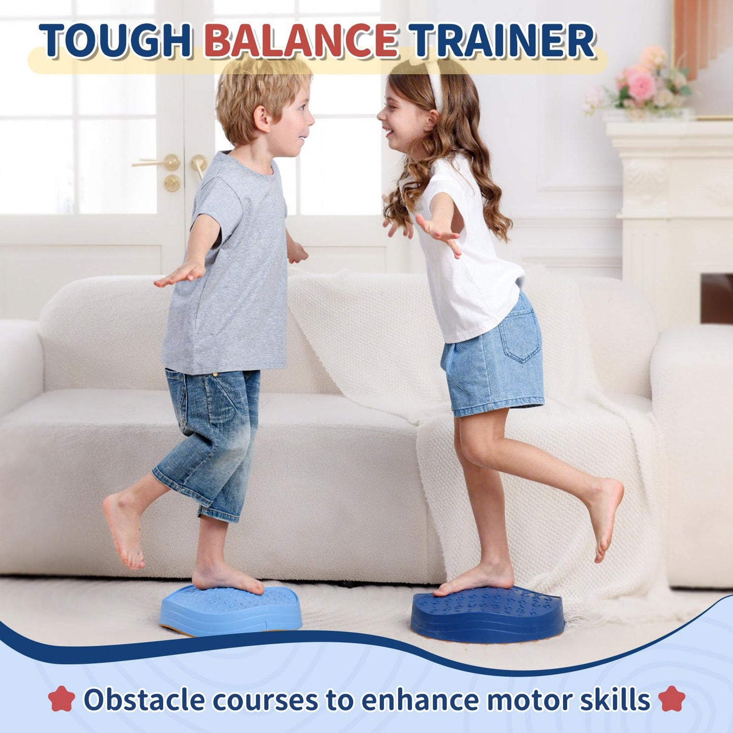 KidBloom Balance Stepping Stones Kids, Sensory Toys for Autism, Outdoor Toys Kids 3-5, Non-Slip Balance Stones for Obstacle Course, Includes Waterproof Storage Bag