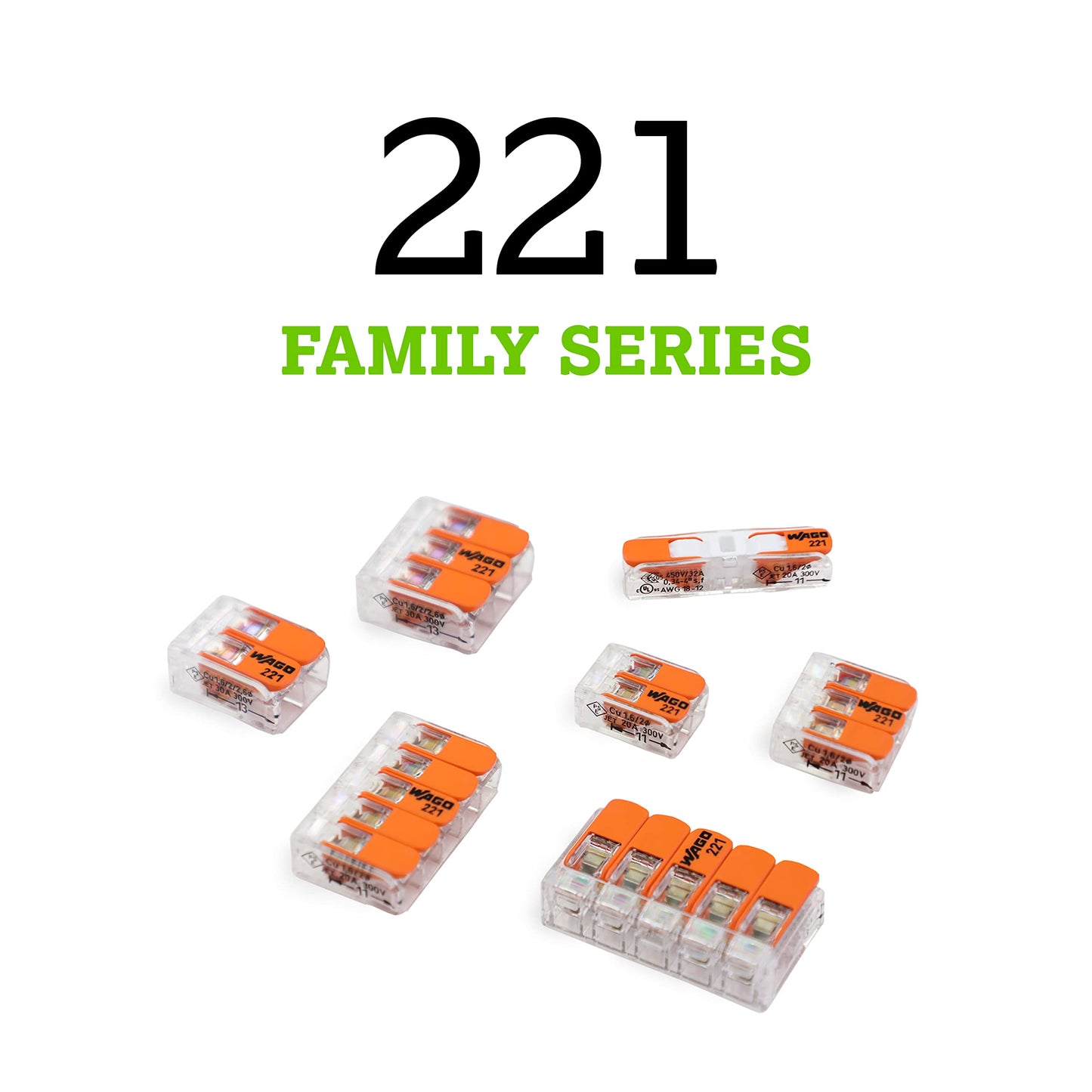 WAGO 221-412 2-Conductor Compact Splicing Connectors (Pack of 100)
