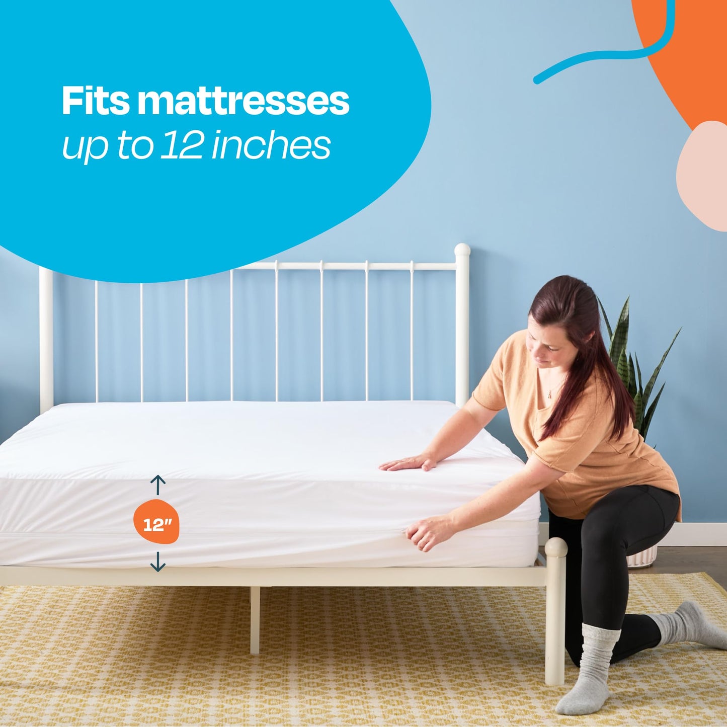 LINENSPA Zippered Encasement Waterproof, Dust Mite Proof, Bed Bug Proof, Hypoallergenic Breathable Mattress Protector - Full Size , White