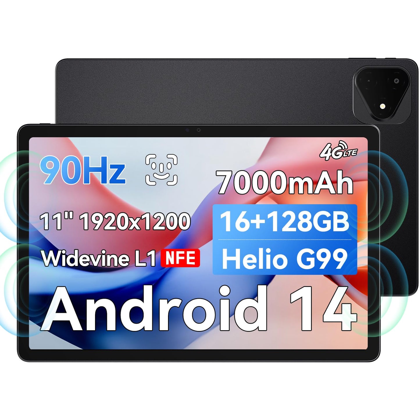 ALLDOCUBE iPlay 60 Pro 11 inch Tablet, 90Hz Reflex 1920x1200 FHD Android 14 Tablet, 16GB(6+10)RAM+128GB+1.5TB Expand, MediaTek Helio G99 Octa-core, Widevine L1, 7000mAh, Quad Speaker, 4G/Wifi5, PD 18W