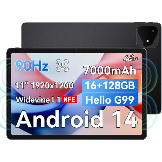 ALLDOCUBE iPlay 60 Pro 11 inch Tablet, 90Hz Reflex 1920x1200 FHD Android 14 Tablet, 16GB(6+10)RAM+128GB+1.5TB Expand, MediaTek Helio G99 Octa-core, Widevine L1, 7000mAh, Quad Speaker, 4G/Wifi5, PD 18W