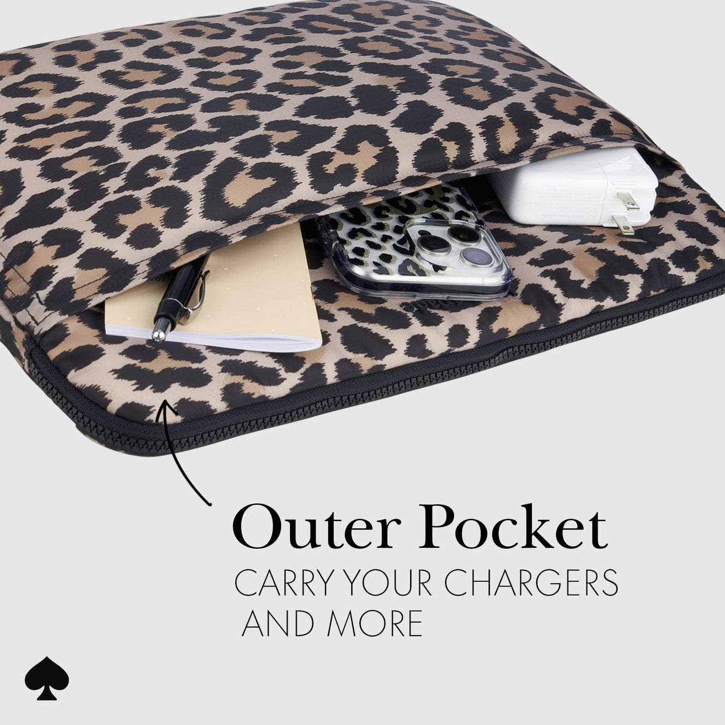 kate spade new york Puffer Laptop Sleeve 14 Inch - Classic Leopard - for 13 to 14 inch MacBook Pro M3 Max/M3/M2/M2/M1 Max/M1 Pro
