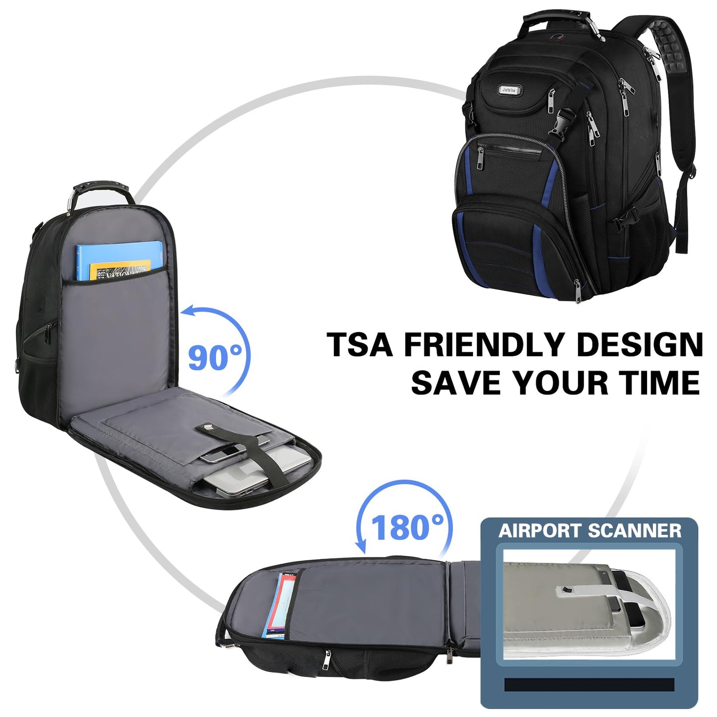 Travel Laptop Backpack, Extra Large Backpack for Men, Basketball Backpack with RFID Pocket, Anti Theft TSA Approved, College Student XL Bag fits 17.3 inch Computer Notebook