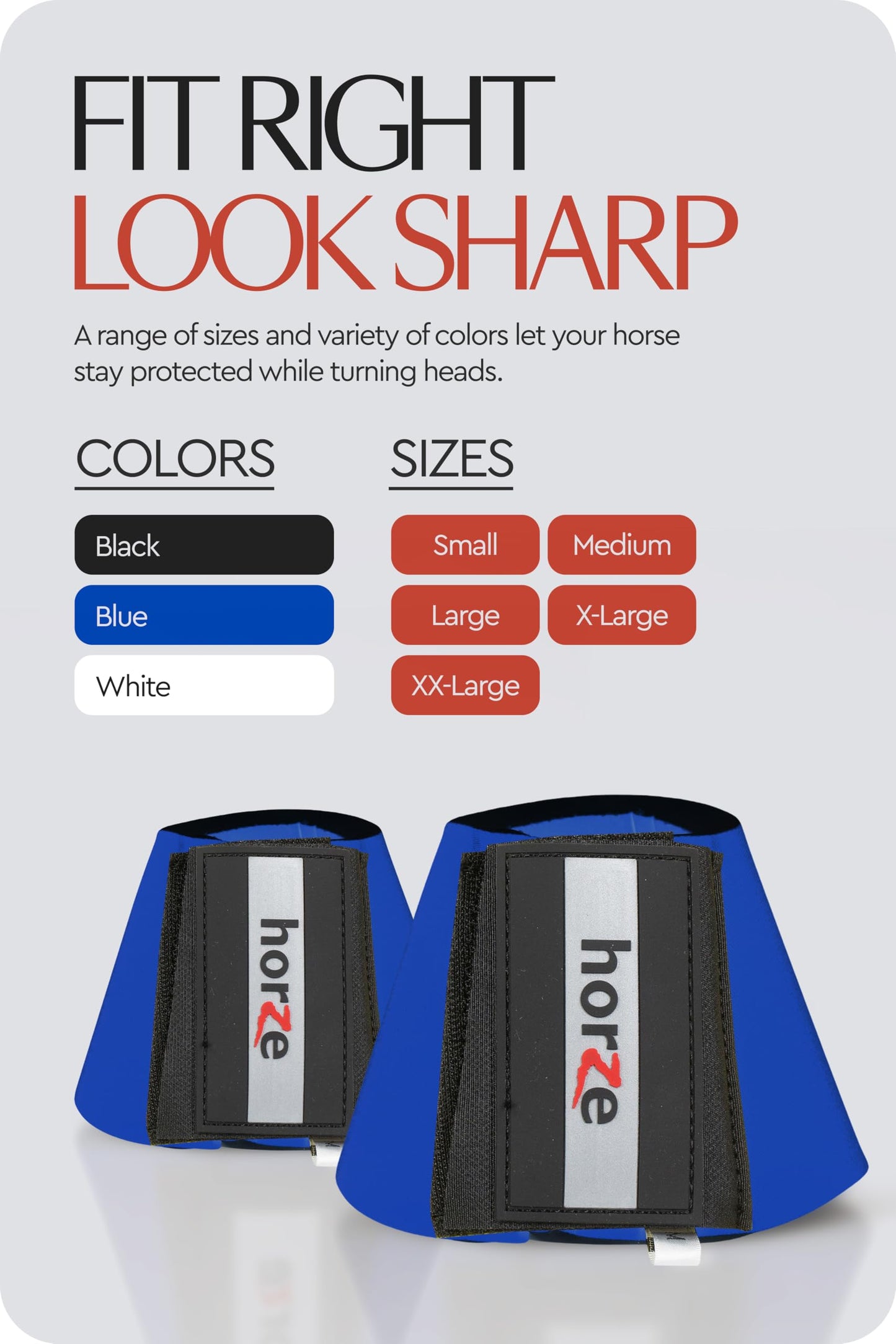 HORZE Pro Overreach Bell Boots for Horses | Neoprene Pair - Blue - XXL