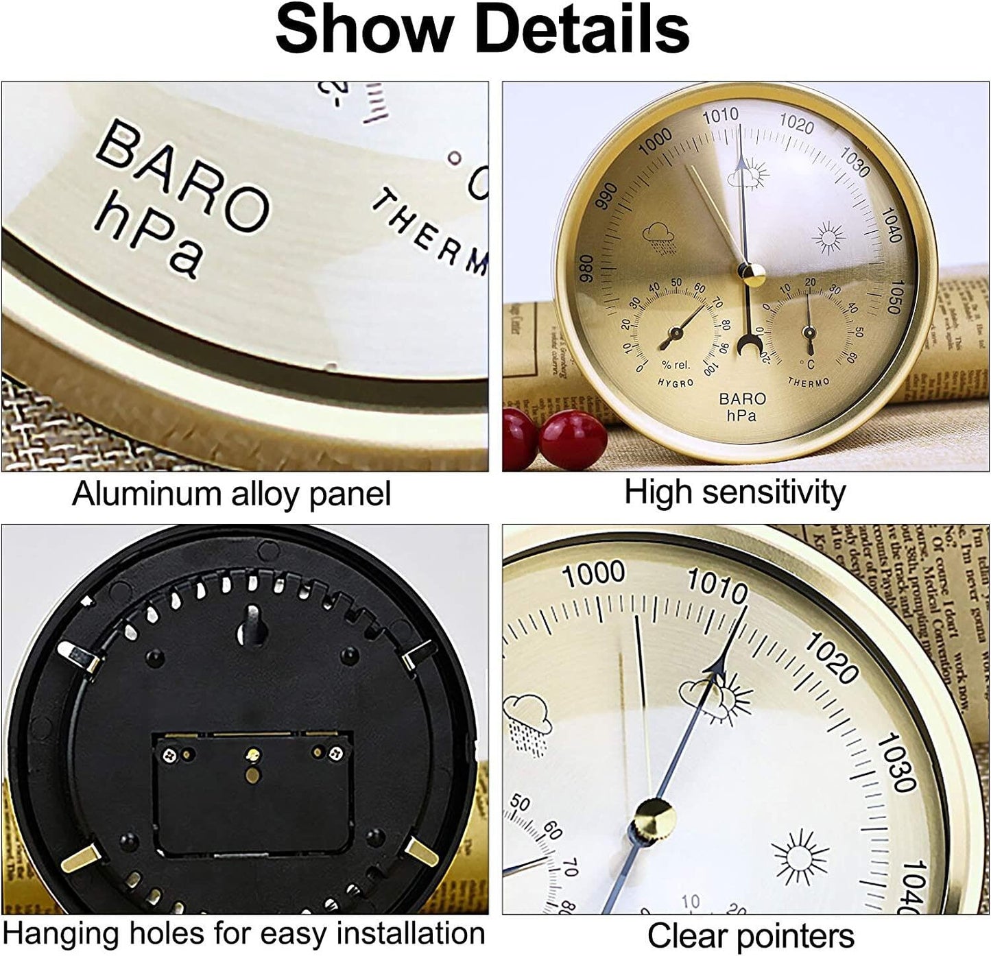 3-in-1 All-Season Wall Hanging Thermometer, Barometer, Hygrometer | Accurate Weather Station for Home and Office | Celsius Edition in/Outdoor