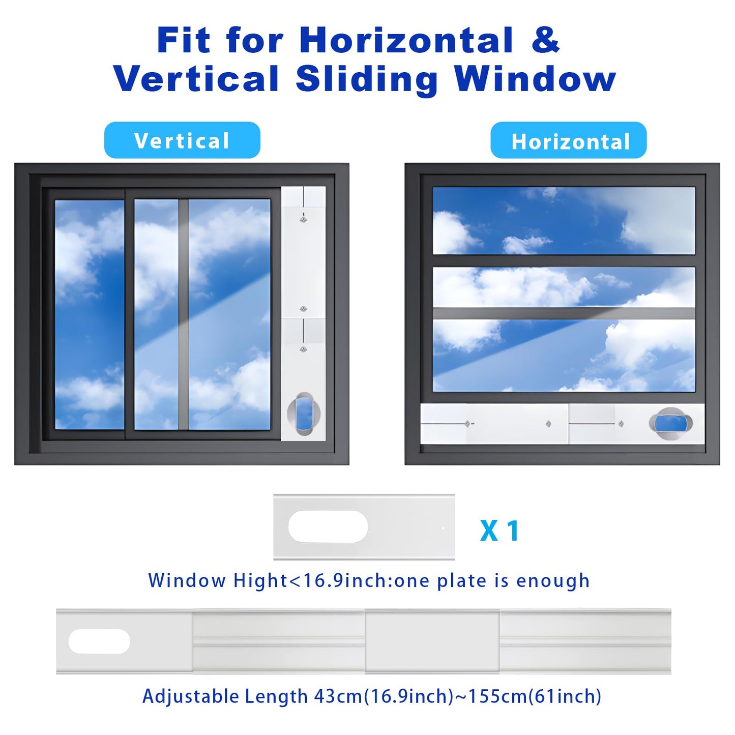 Estoder Upgrade Portable Air Conditioner Window Vent Kit with 5.9Inch Exhaust Hose (79Inch Length), Adjustable Window Seal with Coupler for Portable AC Unit in Sliding Horizontal & Vertical Windows