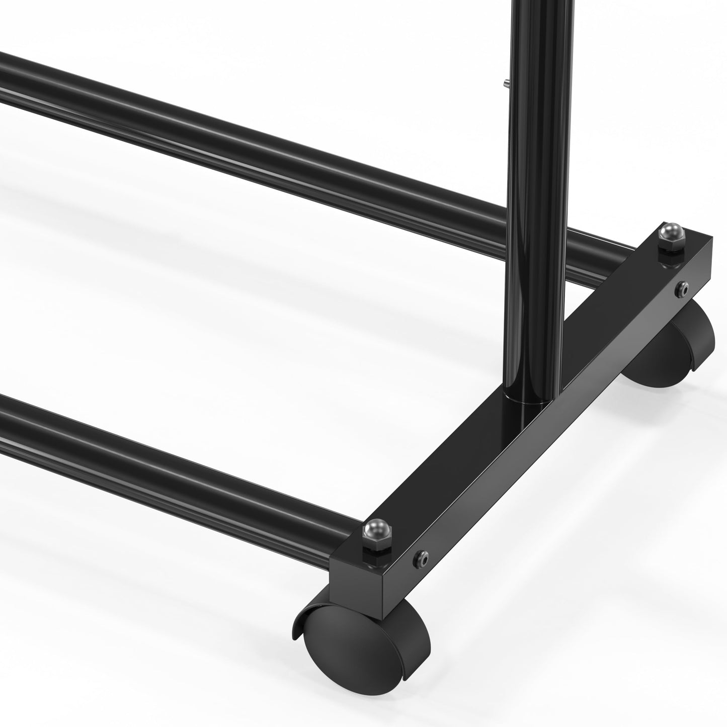 Simple Houseware Standard Rod Garment Rack - Extendable Single Rail Rolling Clothing Organizer for Bedroom, Laundry, Living Room, Black