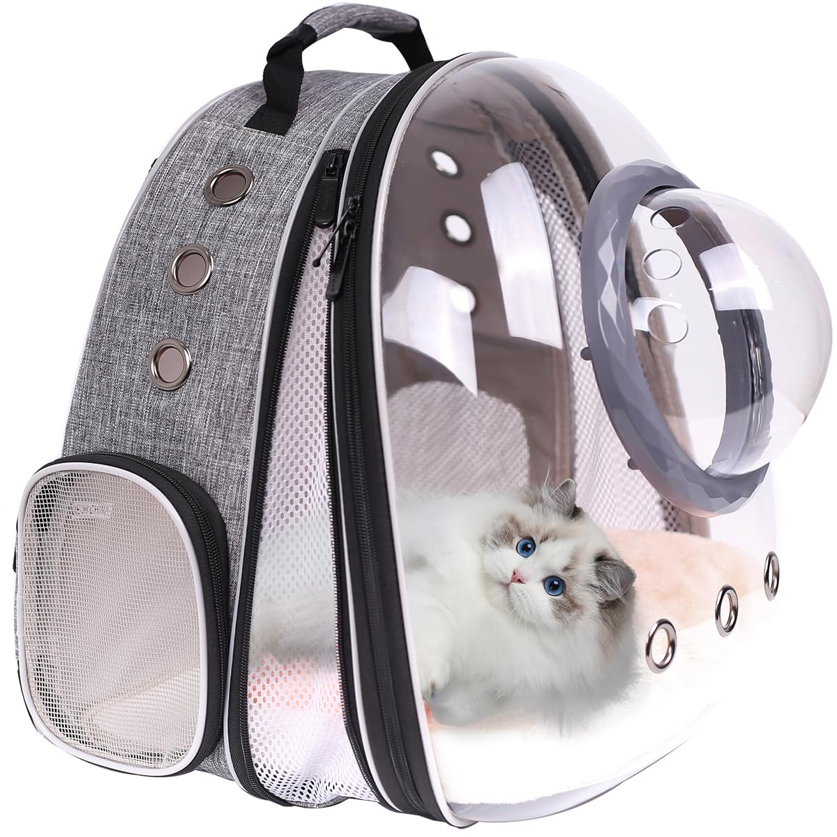 Front Extension Cat Backpack Carrier, Pet Travel Backpack for Kitten and Small Dogs, Clear Bubble Window Space Capsule Astronaut Liked Portable Vet Visit Book Bag Airline Approved
