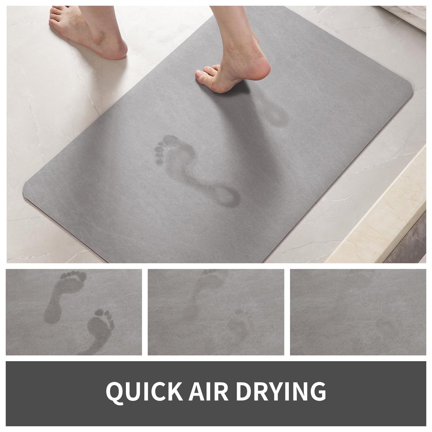 MontVoo Bath Mat Rug for Bathroom-Bathroom Mat Bathroom Rug Non Slip Absorbent Quick Dry Bathmat Shower Mats-Bathroom Floor Mats in Front of Bathtub Sink Washroom Mat Grey 61x91CM